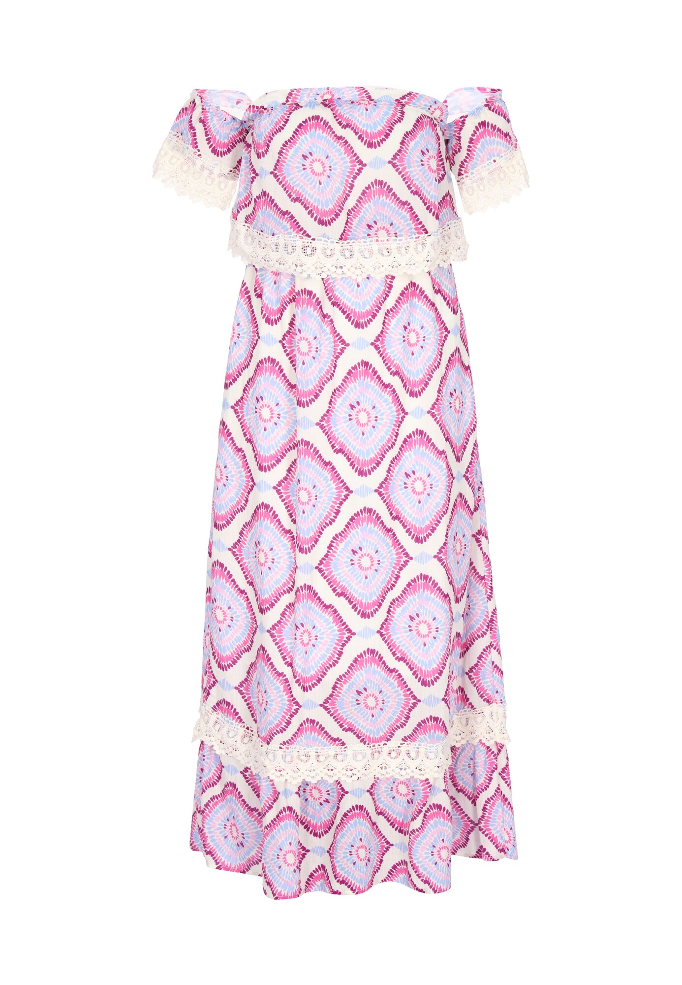 IZIA Vestido 'Festival' azul claro / fucsia / rosa claro / blanco