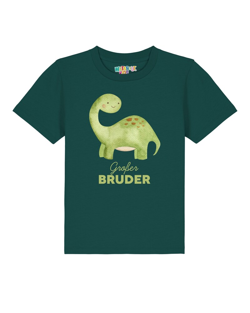 watabout.kids T-Shirt 'Dinosaurier 04 Großer Bruder' Jungen Größe 134/146 dunkelgrün
