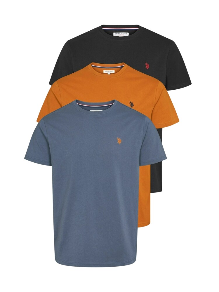U.S. POLO ASSN. T-Shirt 'Arjun' Herren Größe S taubenblau / orange / schwarz
