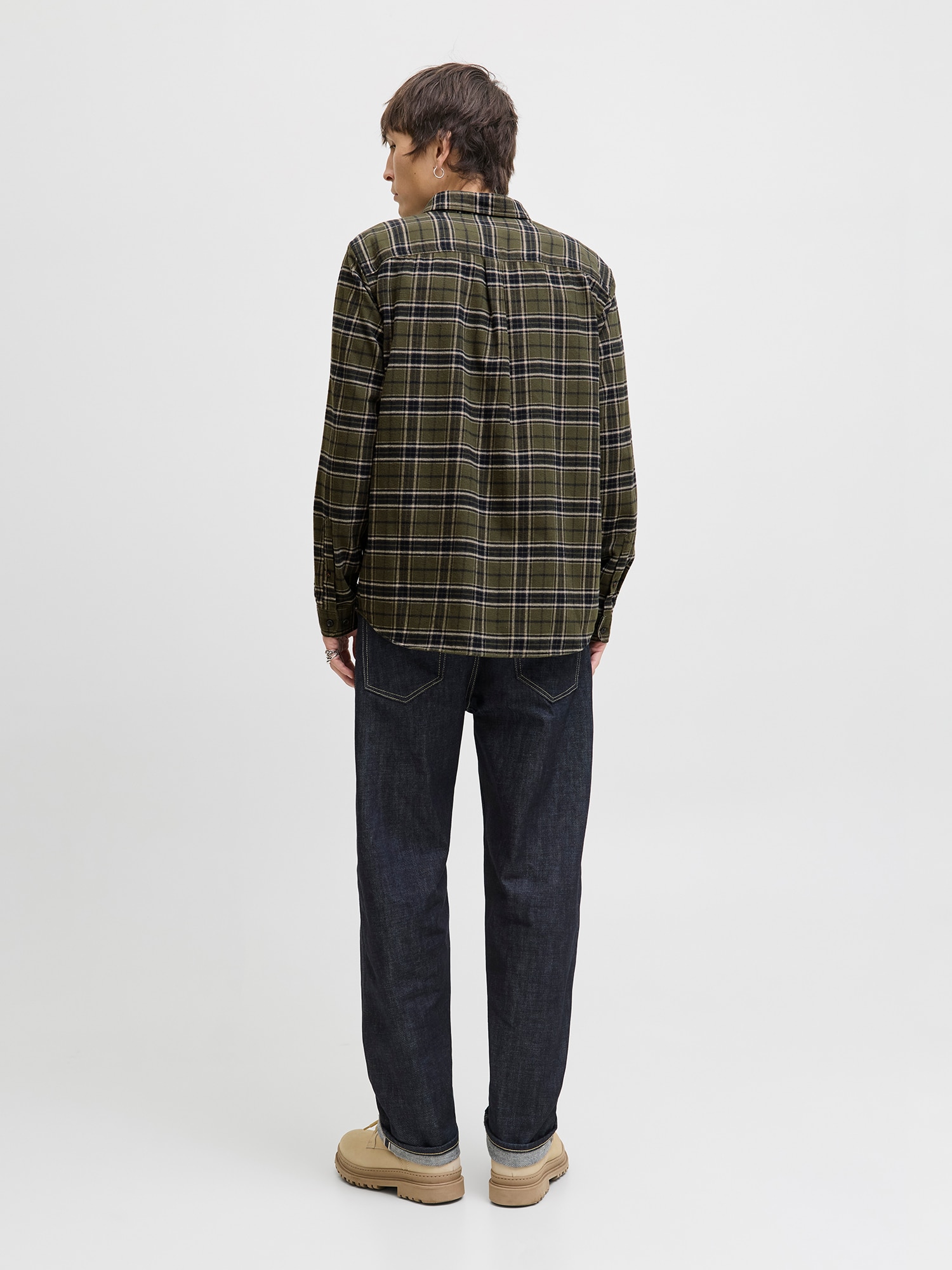 JACK & JONES Košeľa 'JJJames' tmavozelená / čierna / biela (obrázok 3)