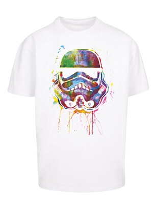 F4NT4STIC Shirt ‘Star Wars Stormtrooper Paint Splats Helm Bunt’ Blauw / Geel / Groen / Wit