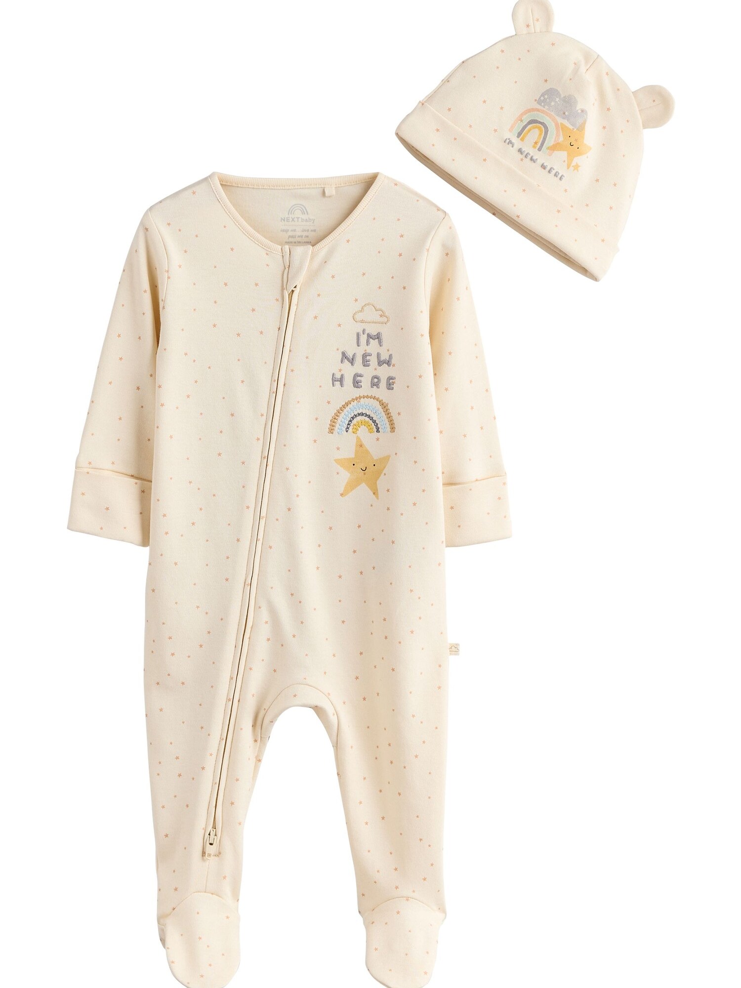 Next Pijamale Im New Here  albastru pastel / galben auriu / gri / alb lână