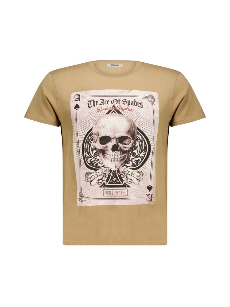 Deeluxe T-Shirt 'Ace' Herren Größe XXL beige / taupe / schwarz