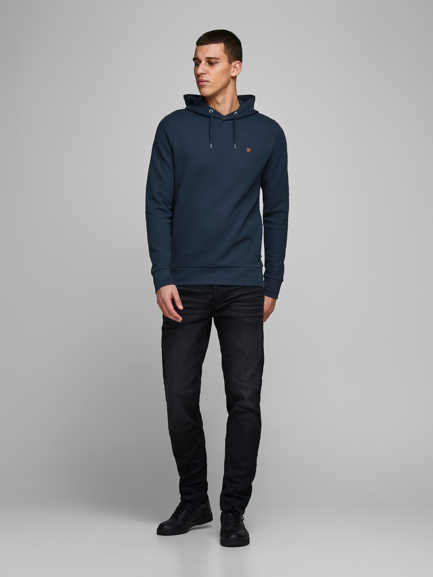 JACK & JONES Mikina 'Hardy' tmavomodrá / oranžová (obrázok 5)