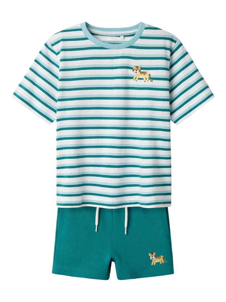 NAME IT Set Jungen Größe 110 türkis / hellblau / weiß