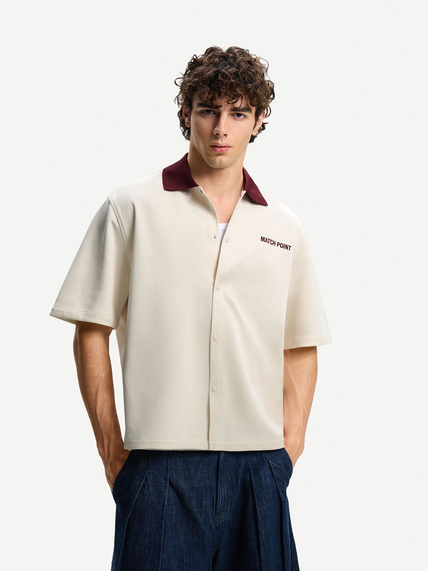 Bershka Ing  borvörös / piszkosfehér termék 2. képe