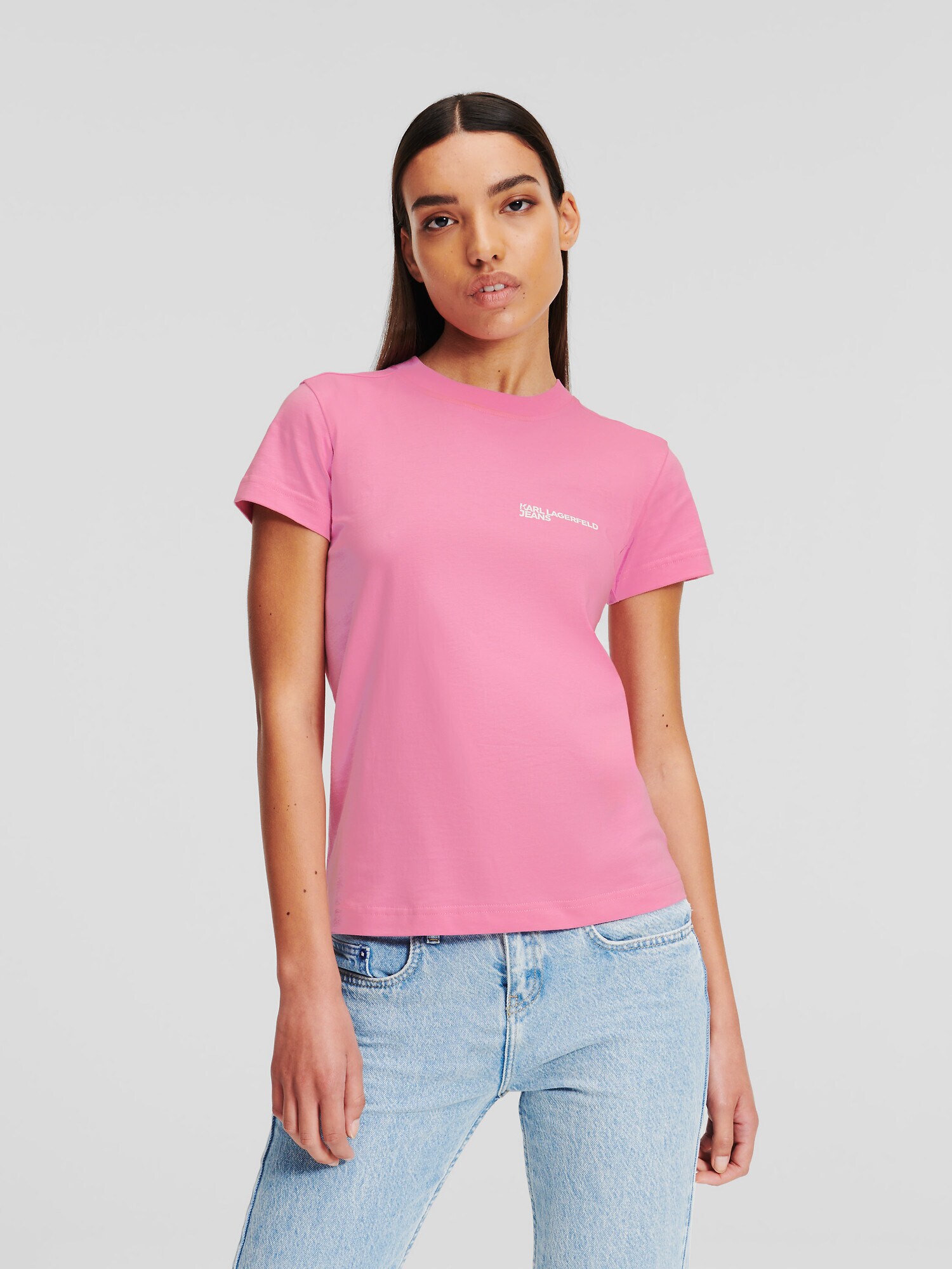 KARL LAGERFELD JEANS Póló  rózsaszín / fehér termék 2. képe
