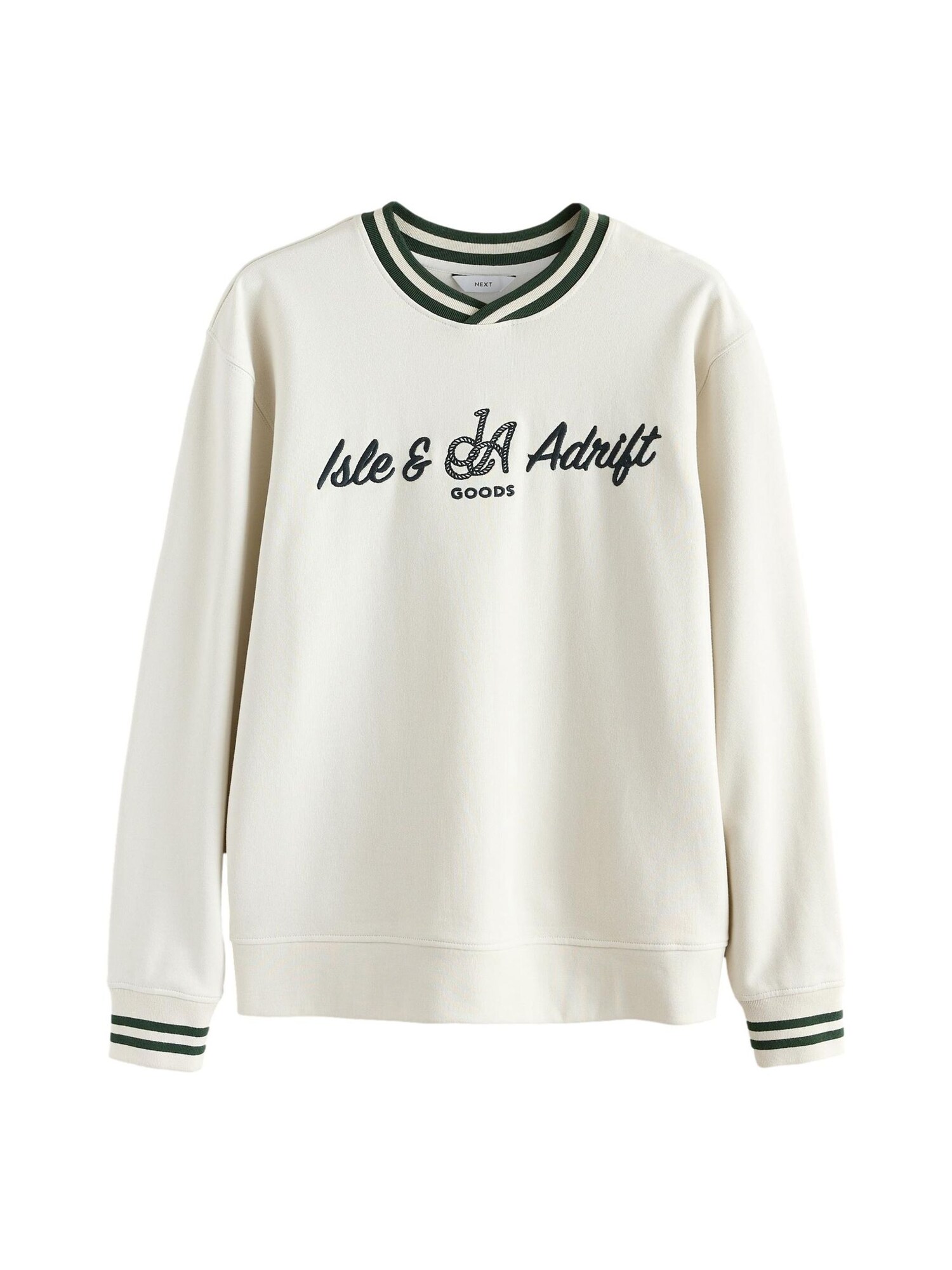 Next Bluză de molton 'Edit'  ecru / verde închis