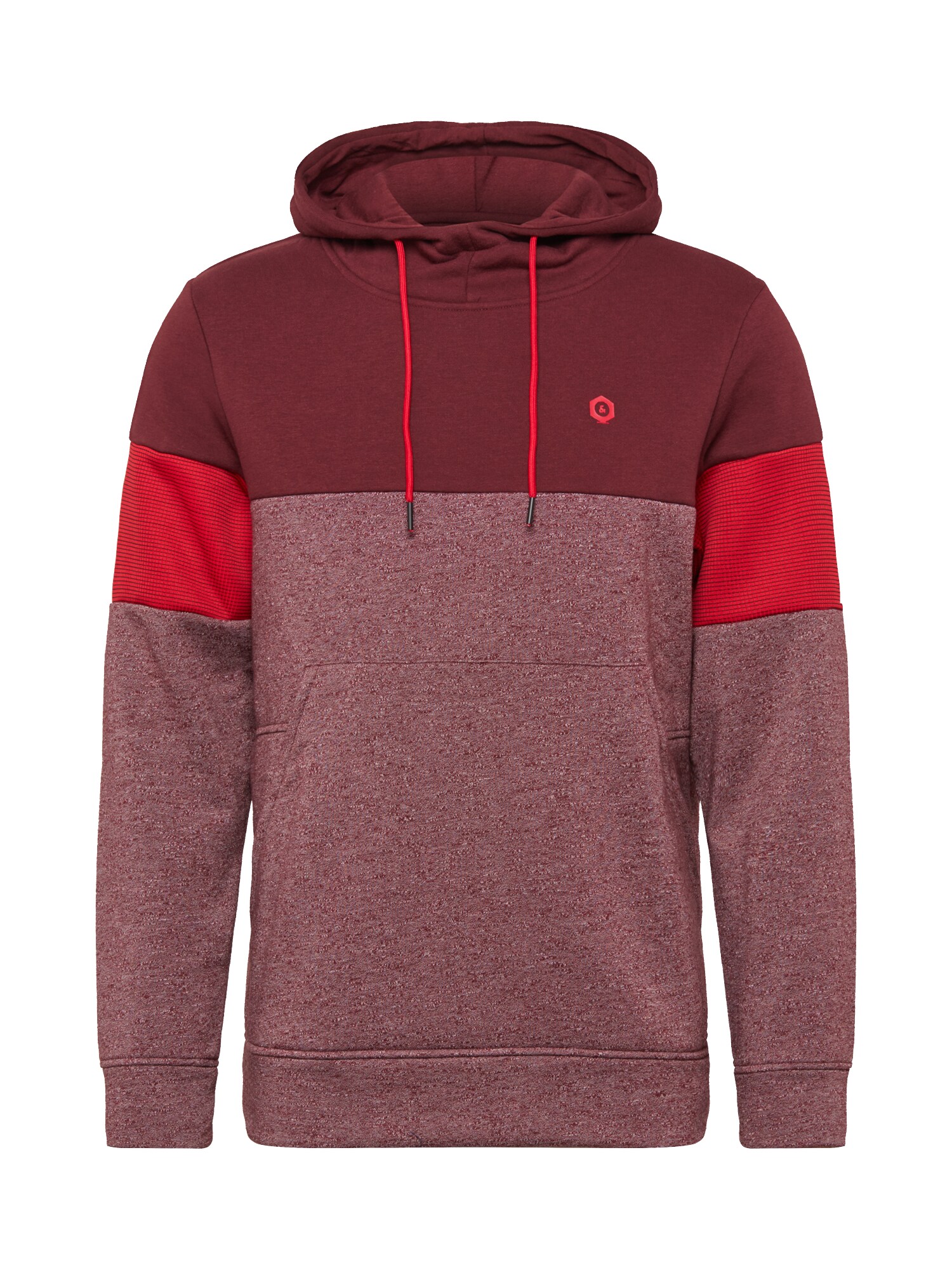 JACK & JONES Megztinis be užsegimo 'MART'  vyno raudona spalva / margai raudona / šviesiai raudona