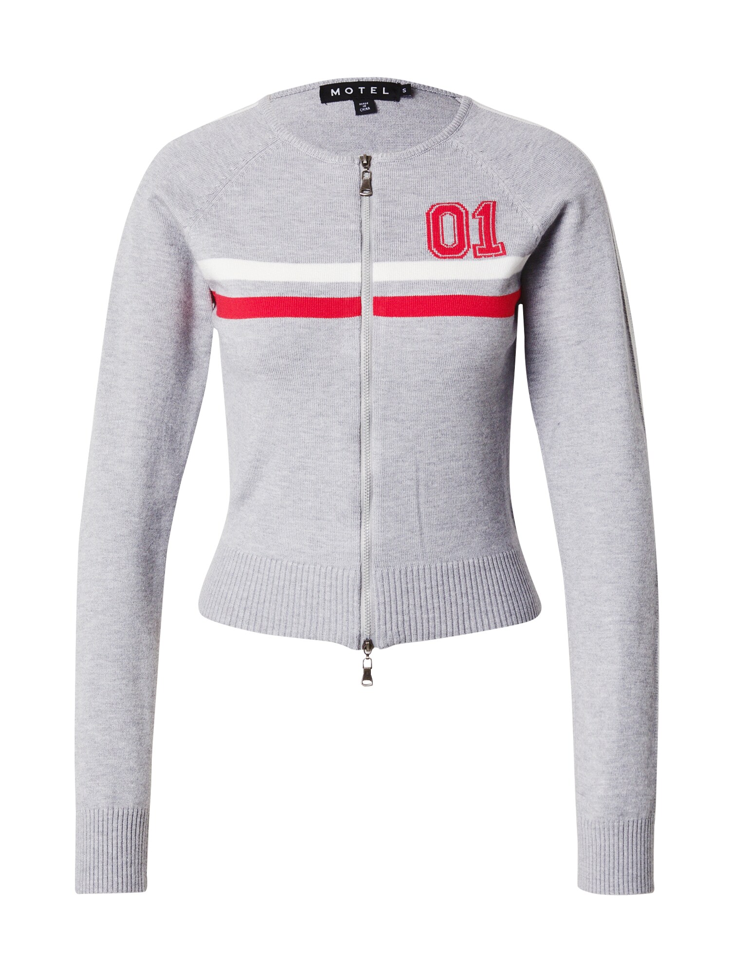 Motel Geacă tricotată Binta  gri / roșu / alb