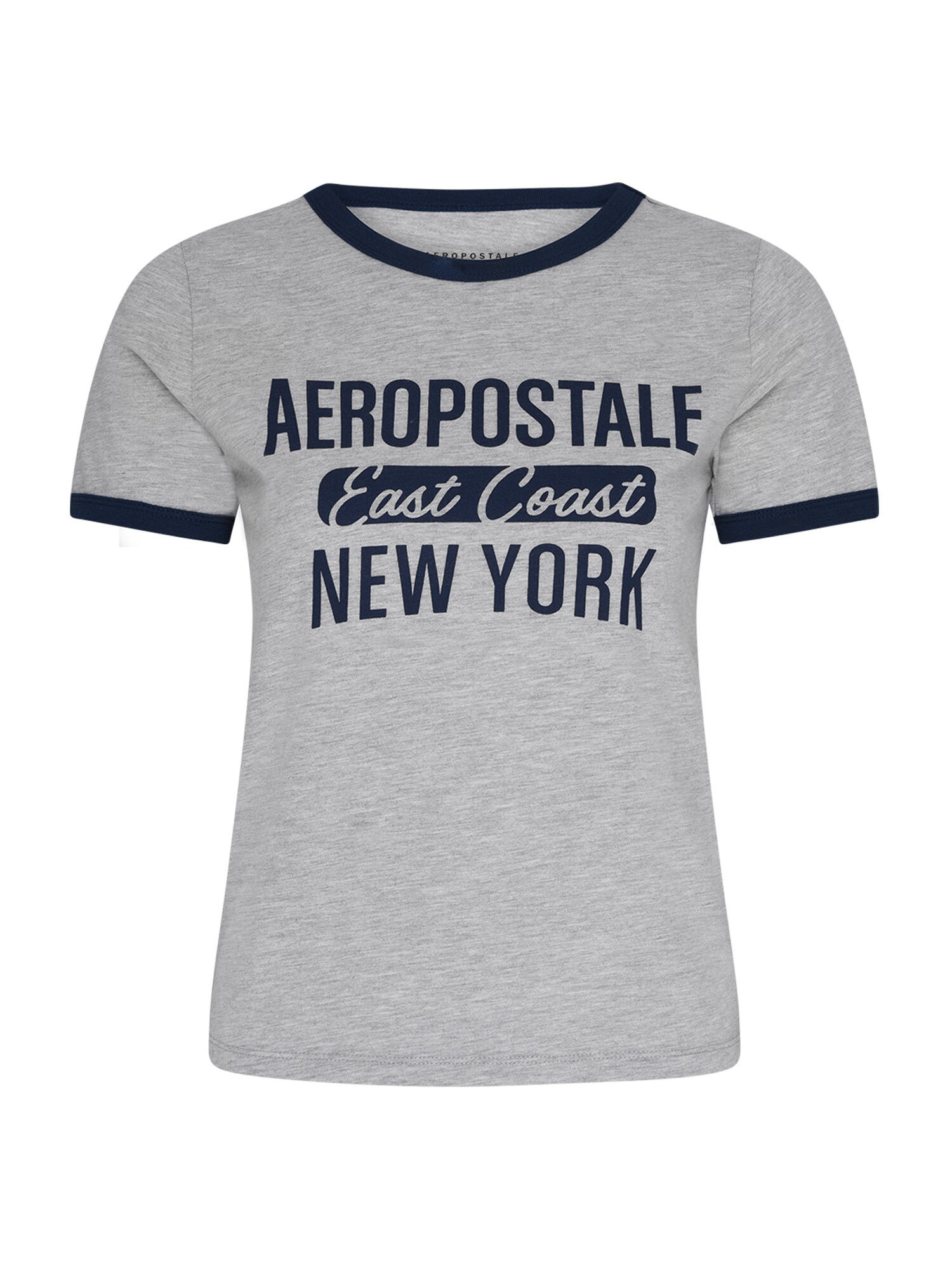 AÈROPOSTALE Marškinėliai 'Ringer'  margai pilka / tamsiai mėlyna