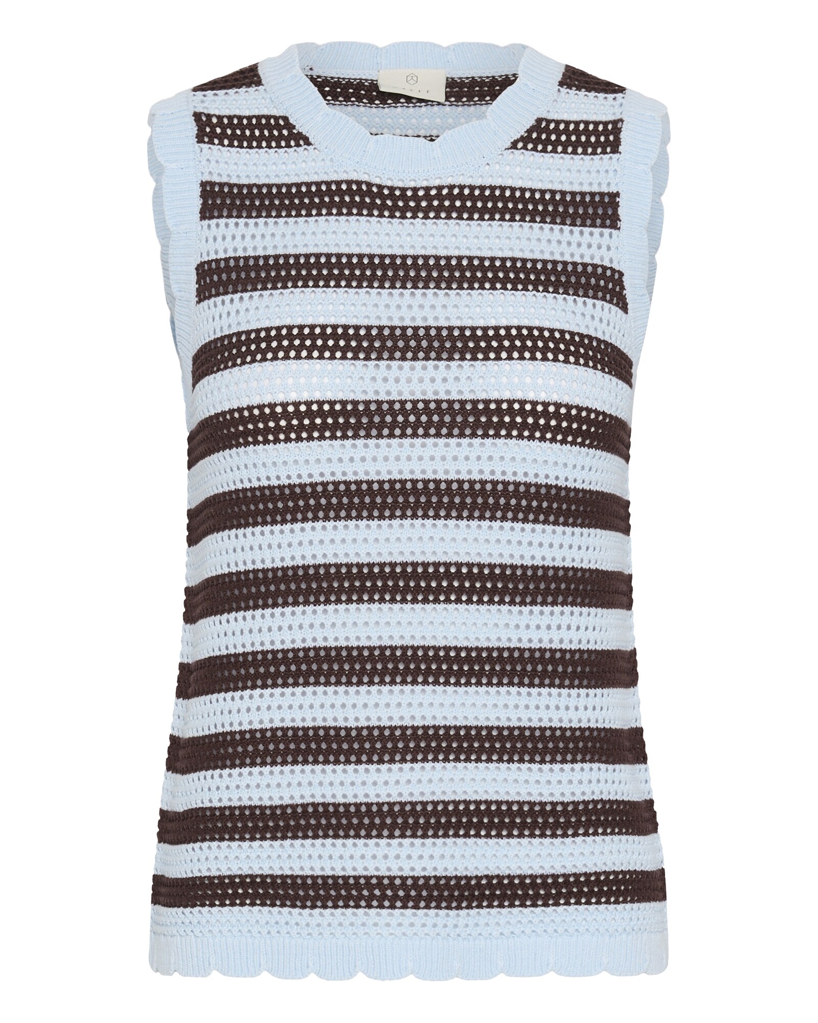 Kaffe Top de punto 'KAHillay'  azul pastel / marrón oscuro