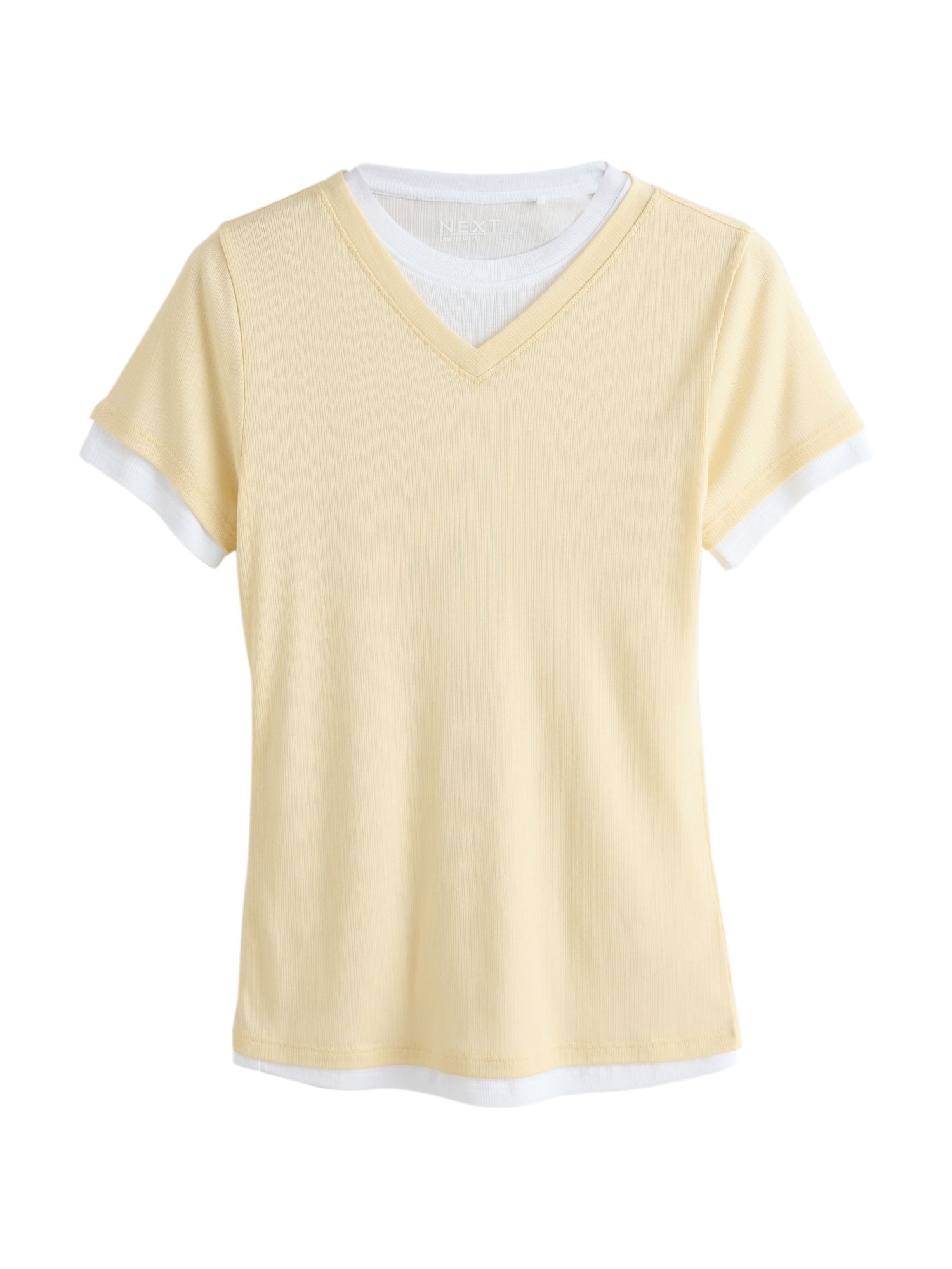 Next Shirt Pasteelgeel / Wit