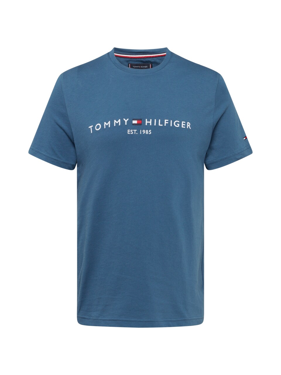 T-shirt 'Logo Embroidery Slim' marinblå / duvblå / röd