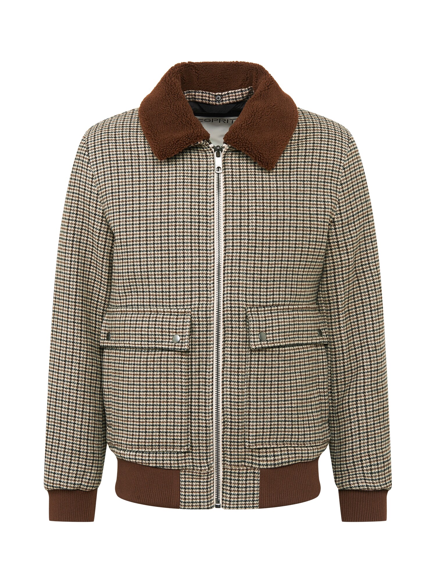 ESPRIT Demisezoninė striukė 'HOUNDSTOOTH'  karamelės / smėlio / tamsiai ruda / tamsiai pilka