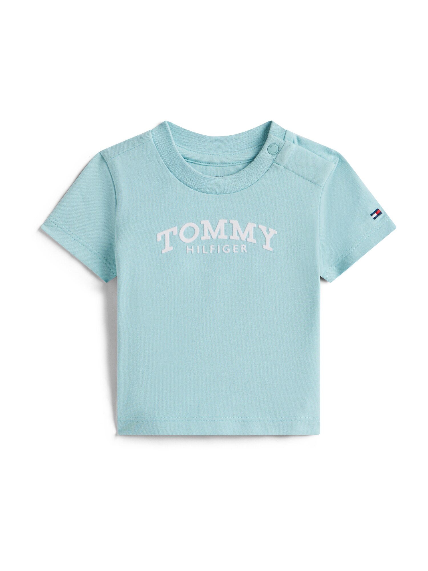 TOMMY HILFIGER Tricou  albastru deschis / alb