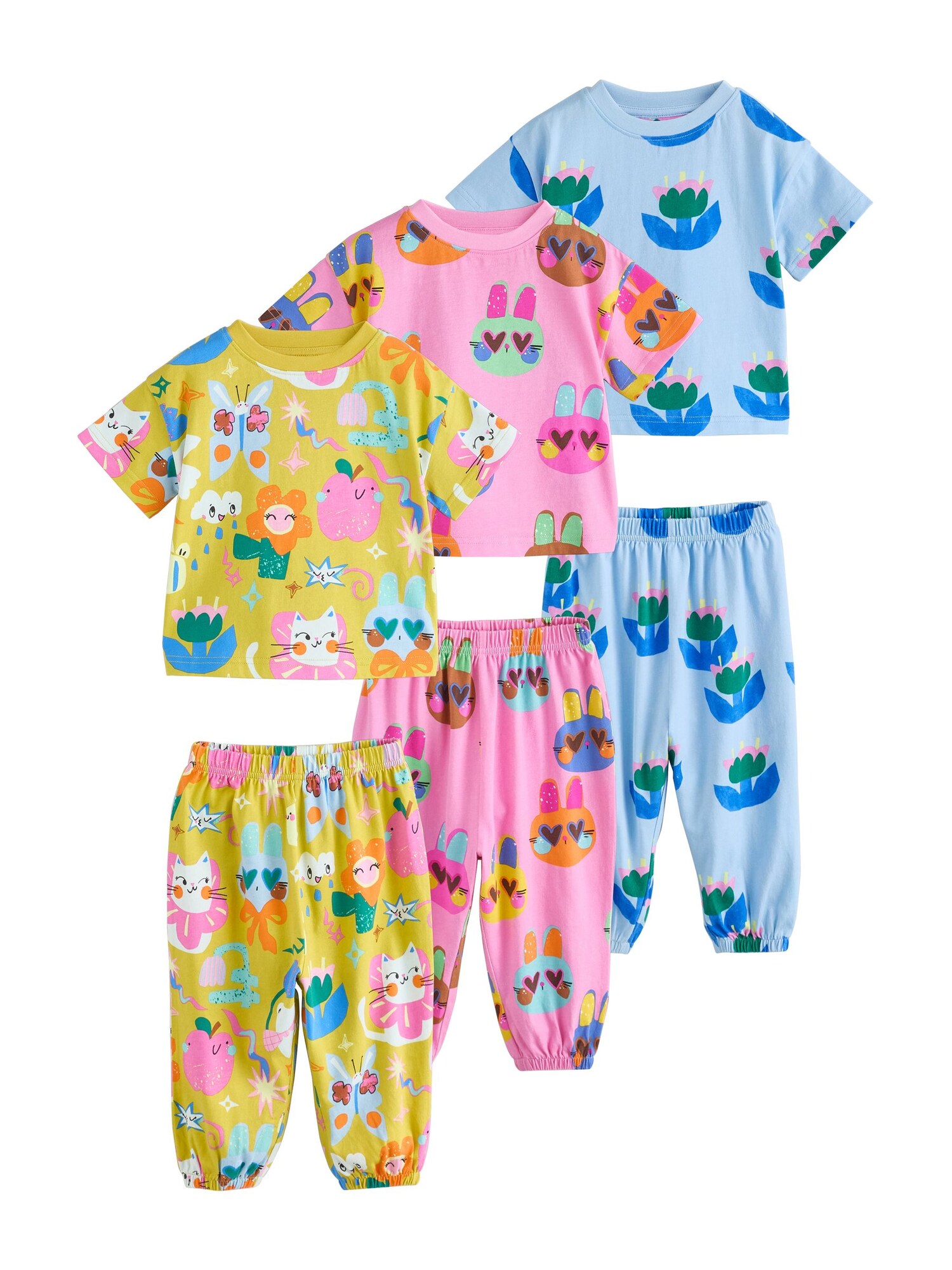 Next Pijamale  albastru deschis / galben închis / portocaliu / roz deschis