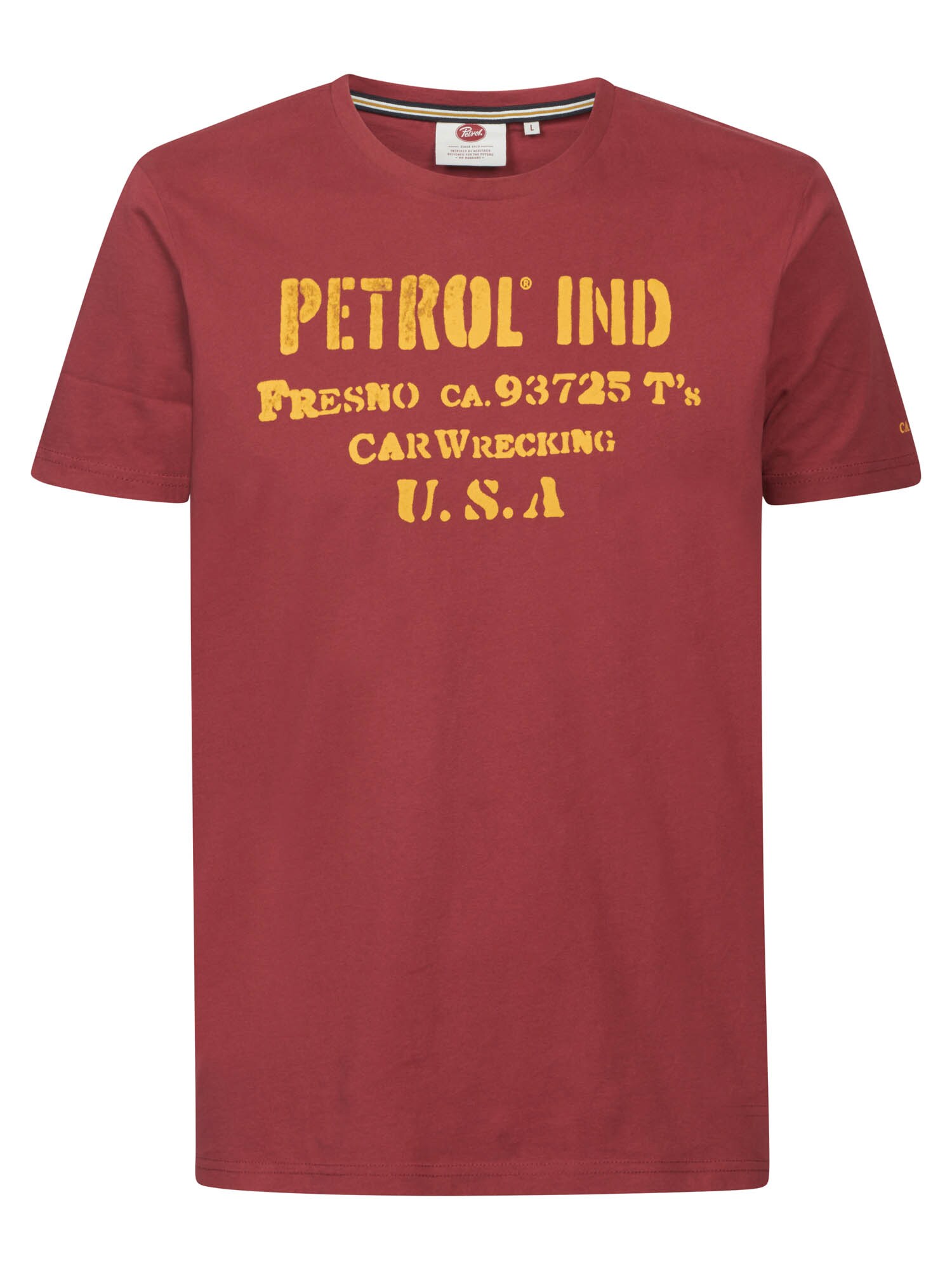 Petrol Industries Tricou maro ruginiu / galben