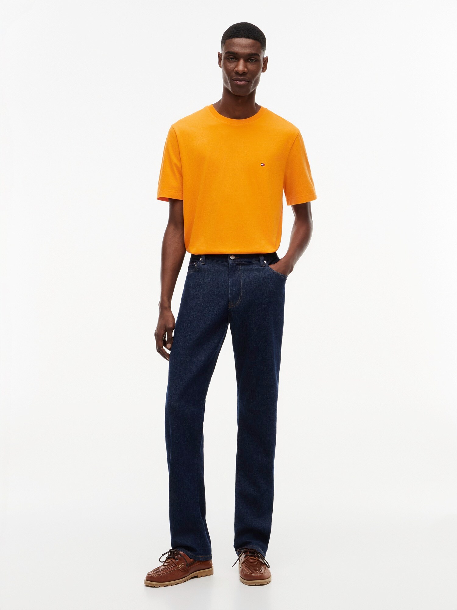 TOMMY HILFIGER Camiseta 'Flag Embroidery'  azul oscuro / naranja oscuro – imagen 4