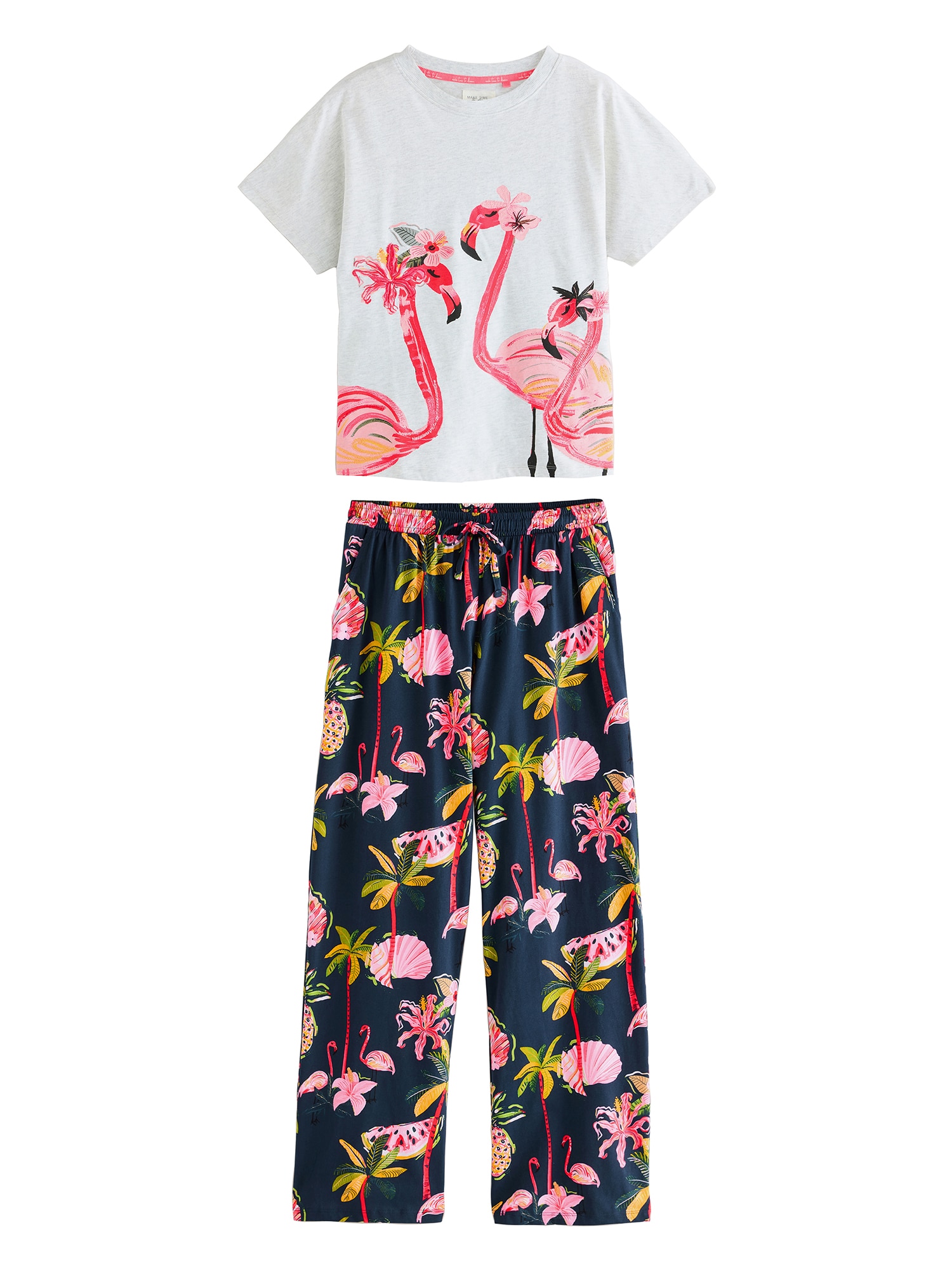 Next Pijama  albastru marin / gri / roz / roz