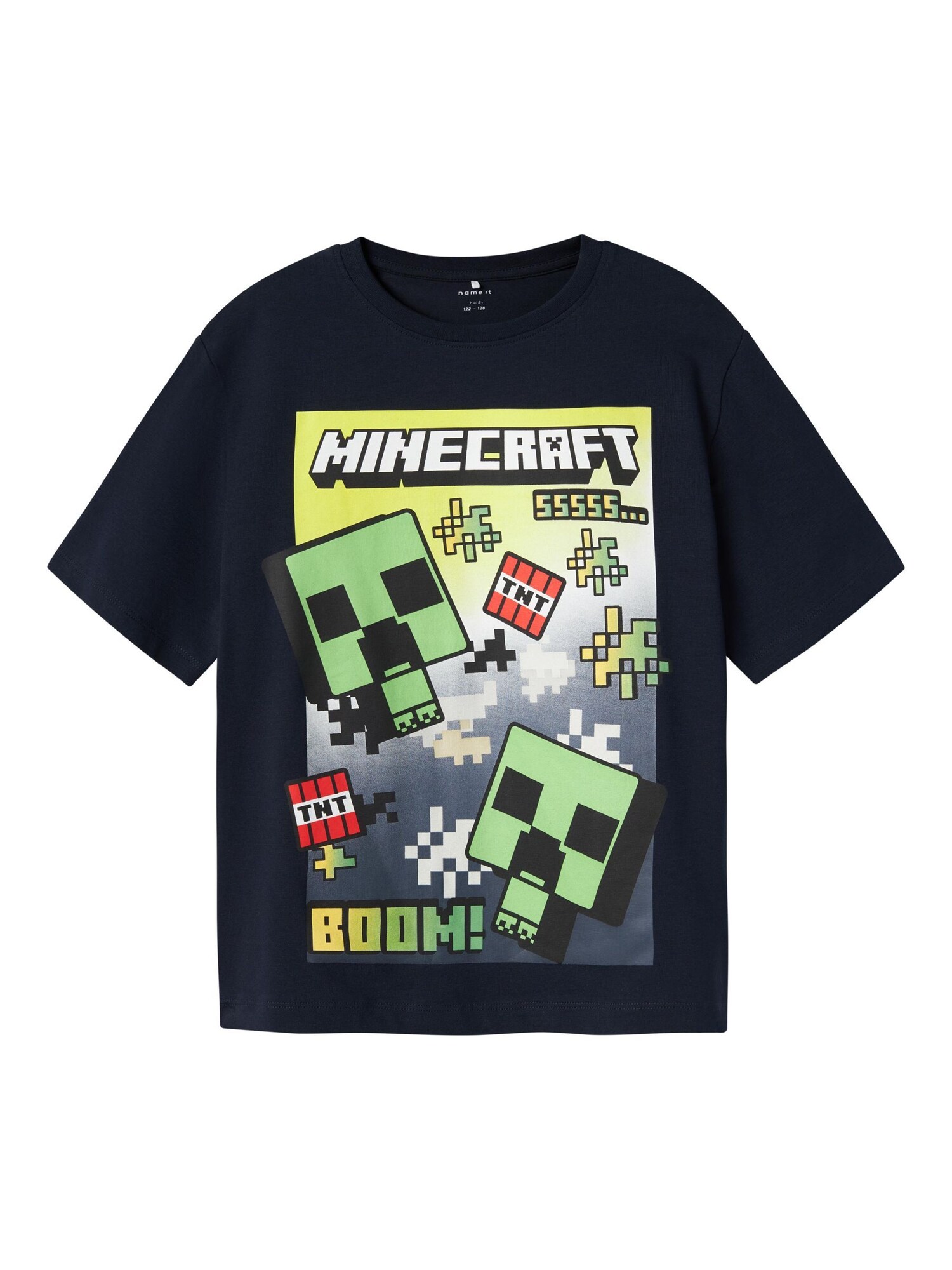 NAME IT Tricou NKMMus Minecraft  gri metalic / verde pin / roșu deschis / negru