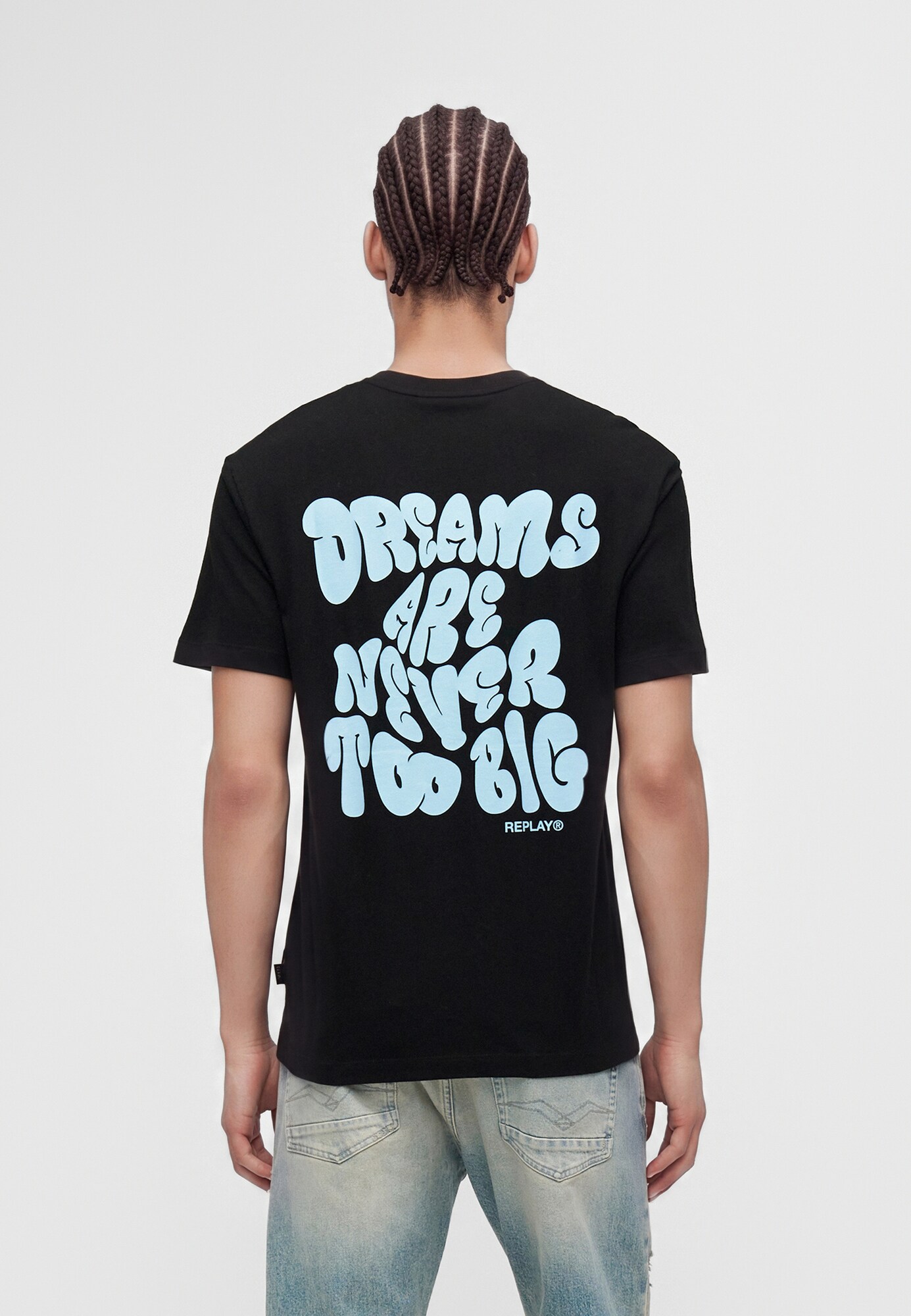 REPLAY Camiseta azul / negro – imagen 3