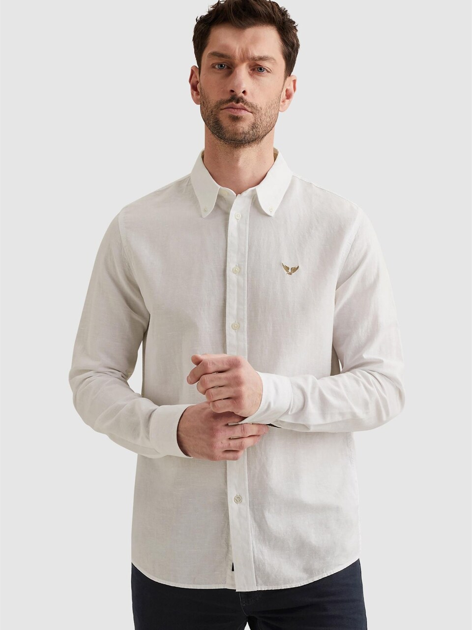 Skjorta 'Shirt in cotton/linen with garment-dye wash'