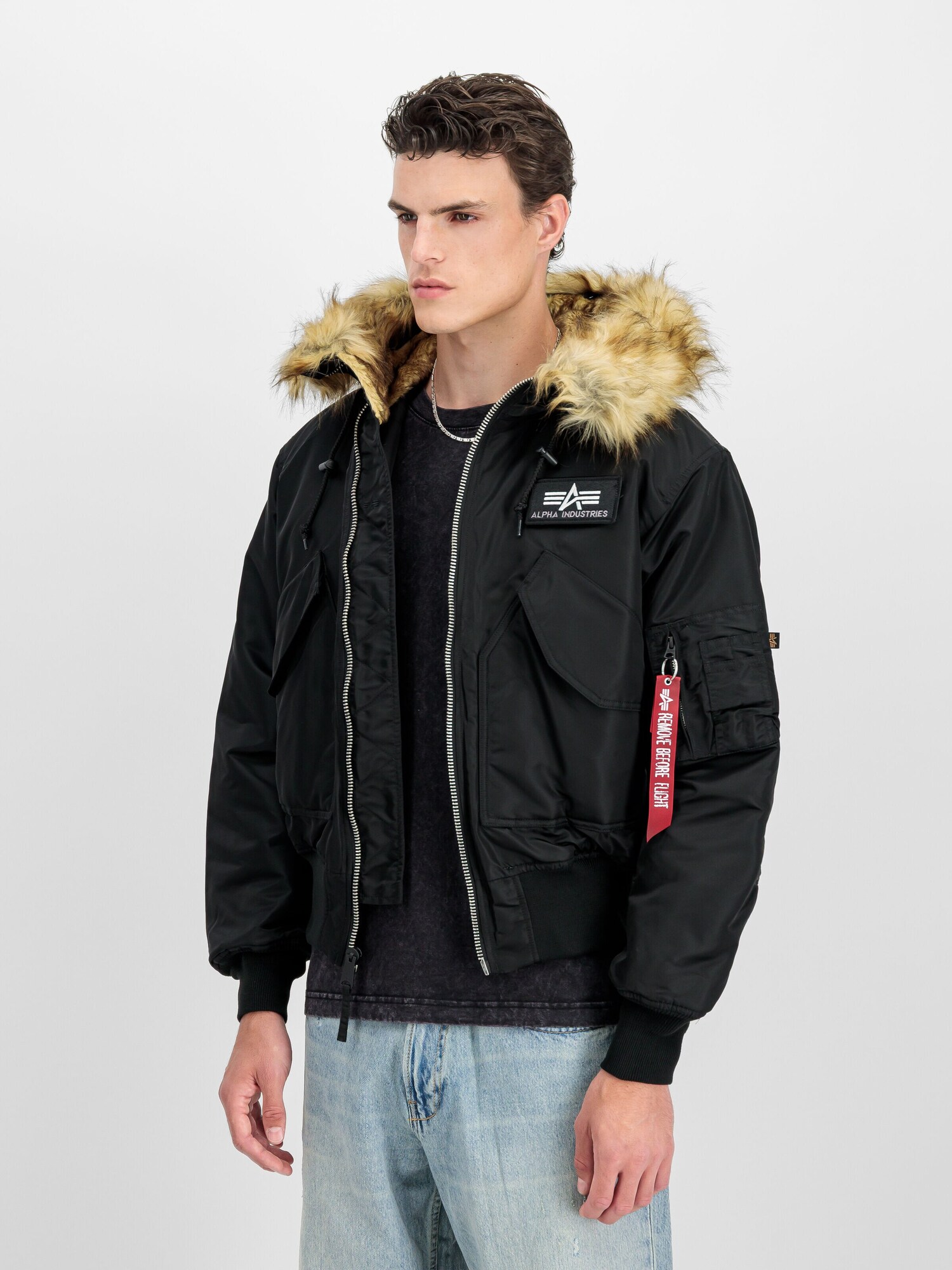 ALPHA INDUSTRIES Chaqueta de invierno '45P'  negro / blanco – imagen 8
