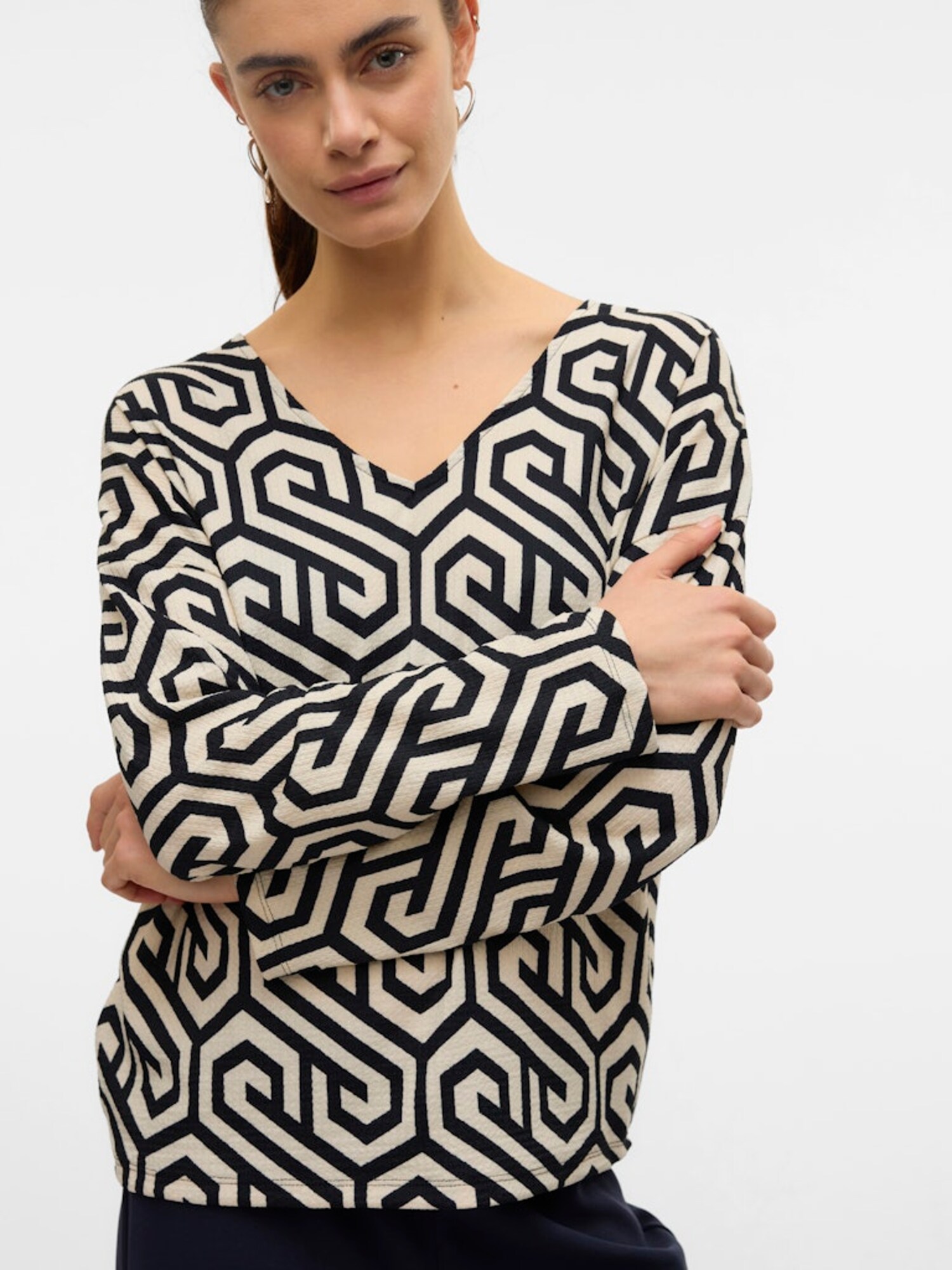 VERO MODA Blúzka 'VMMERVE' béžová / čierna (obrázok 6)