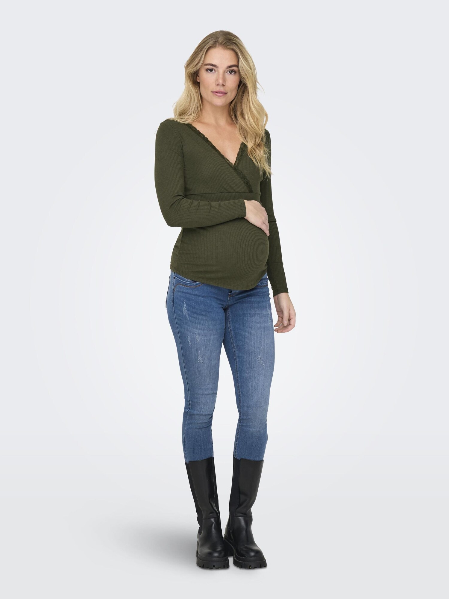 Only Maternity Tričko 'OLMIpass' olivová (obrázok 6)
