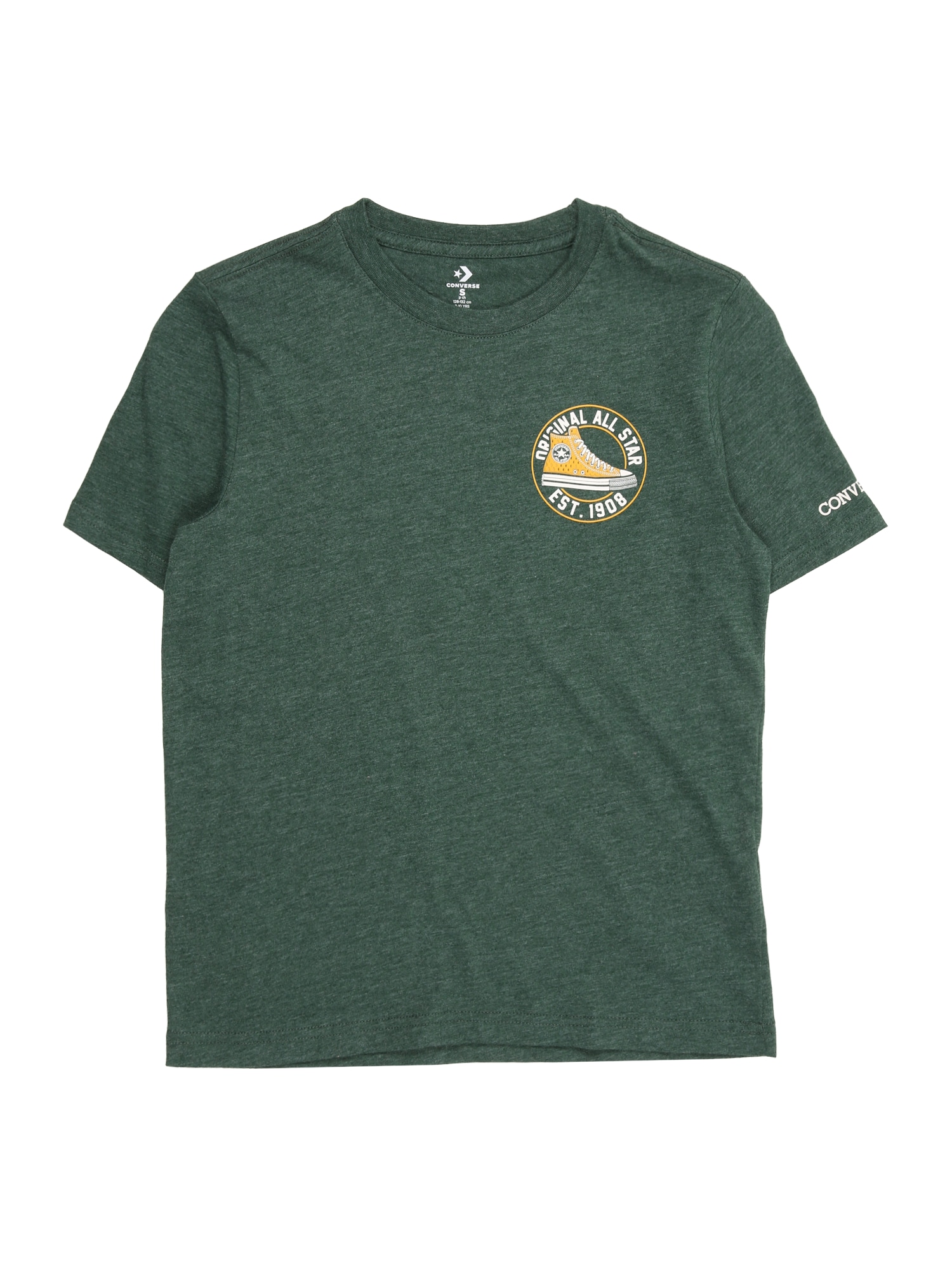 CONVERSE Tricou  galben / verde închis / alb