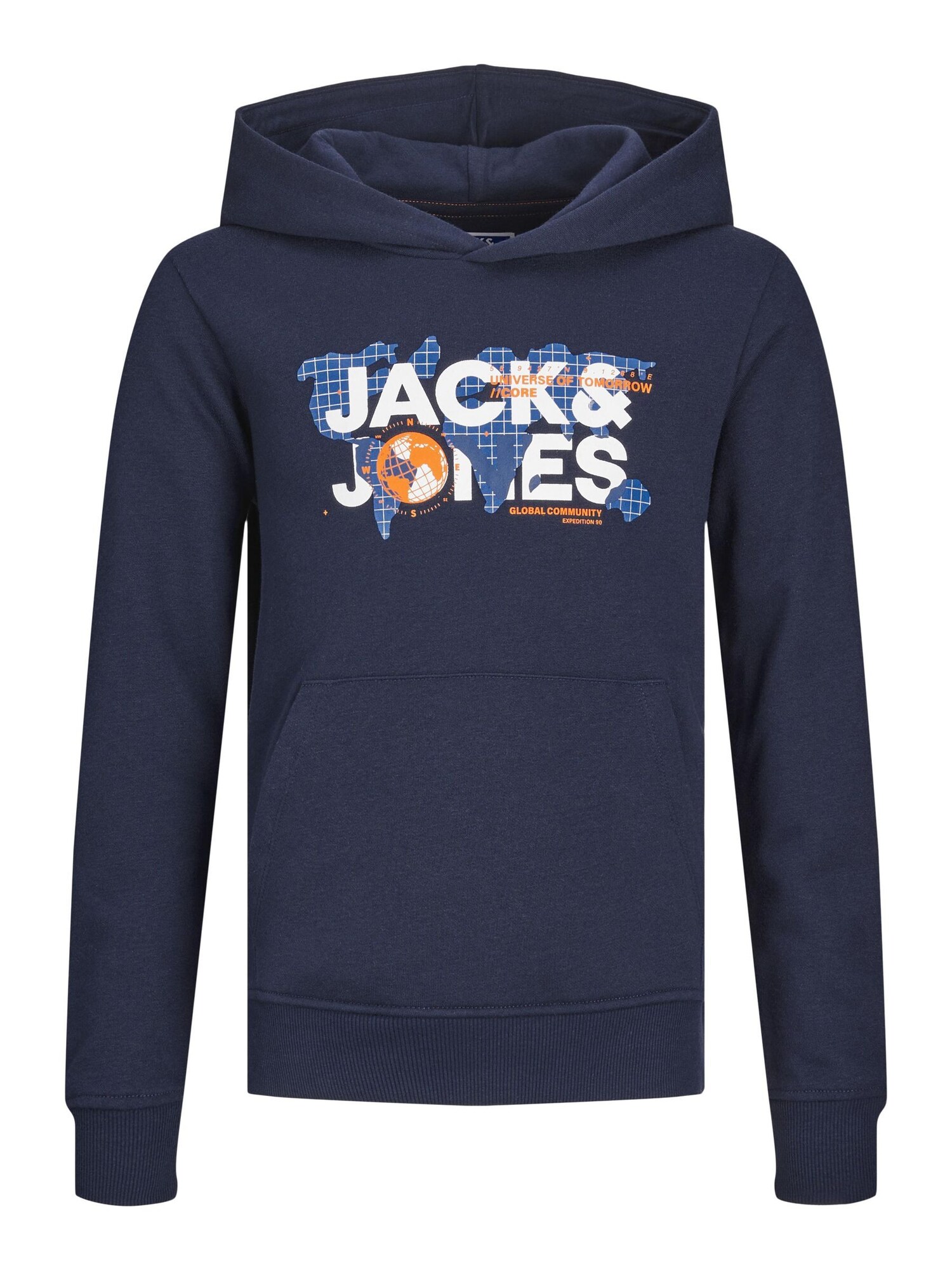 Jack & Jones Junior Mikina 'JCODust'  námornícka modrá / kráľovská modrá / oranžová / biela