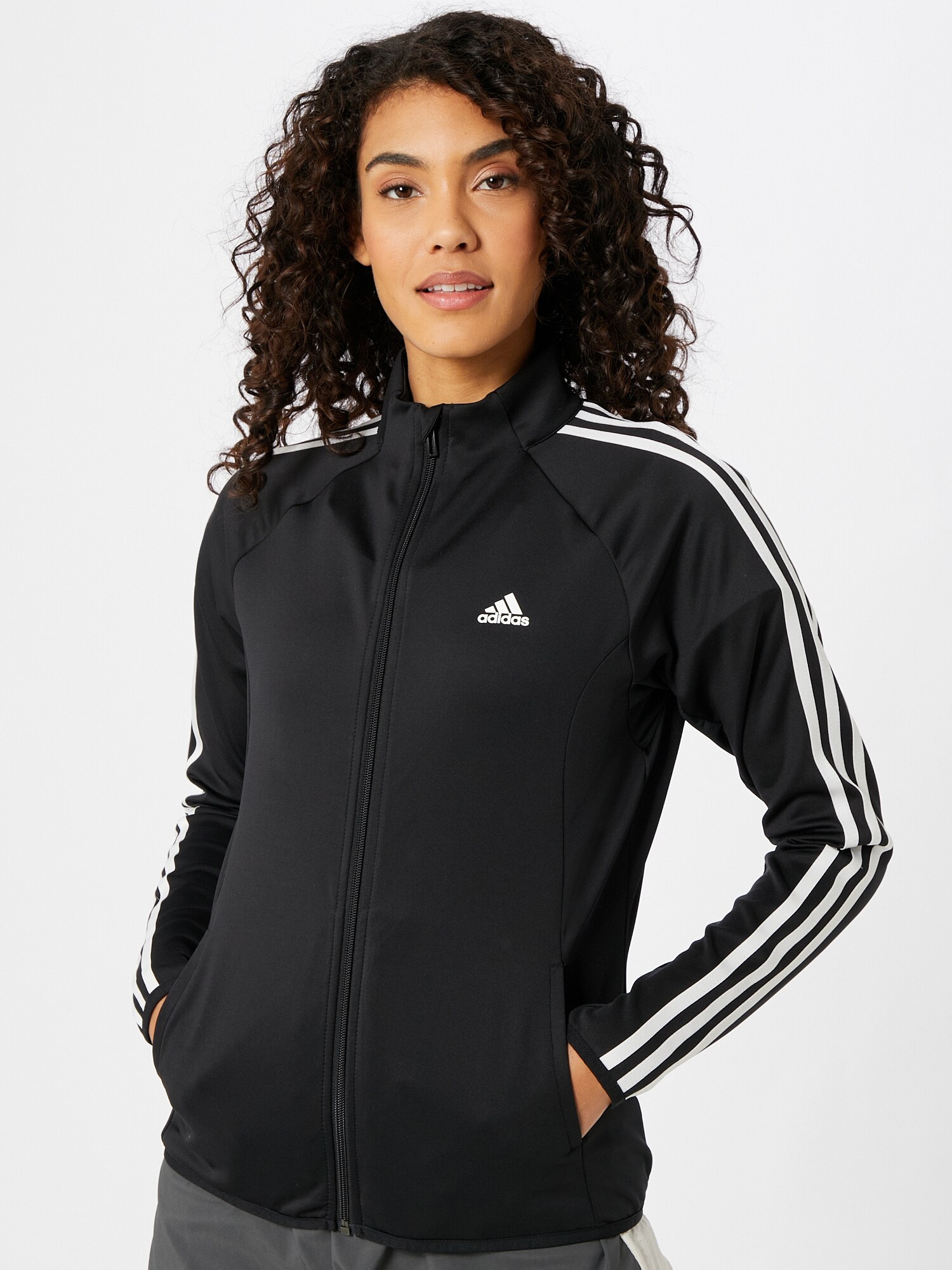 ADIDAS PERFORMANCE Sports sweat jacket 'W 3S TJ'  black / white