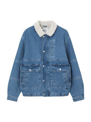 Pull&Bear Tussenjas Blauw denim / Wolwit