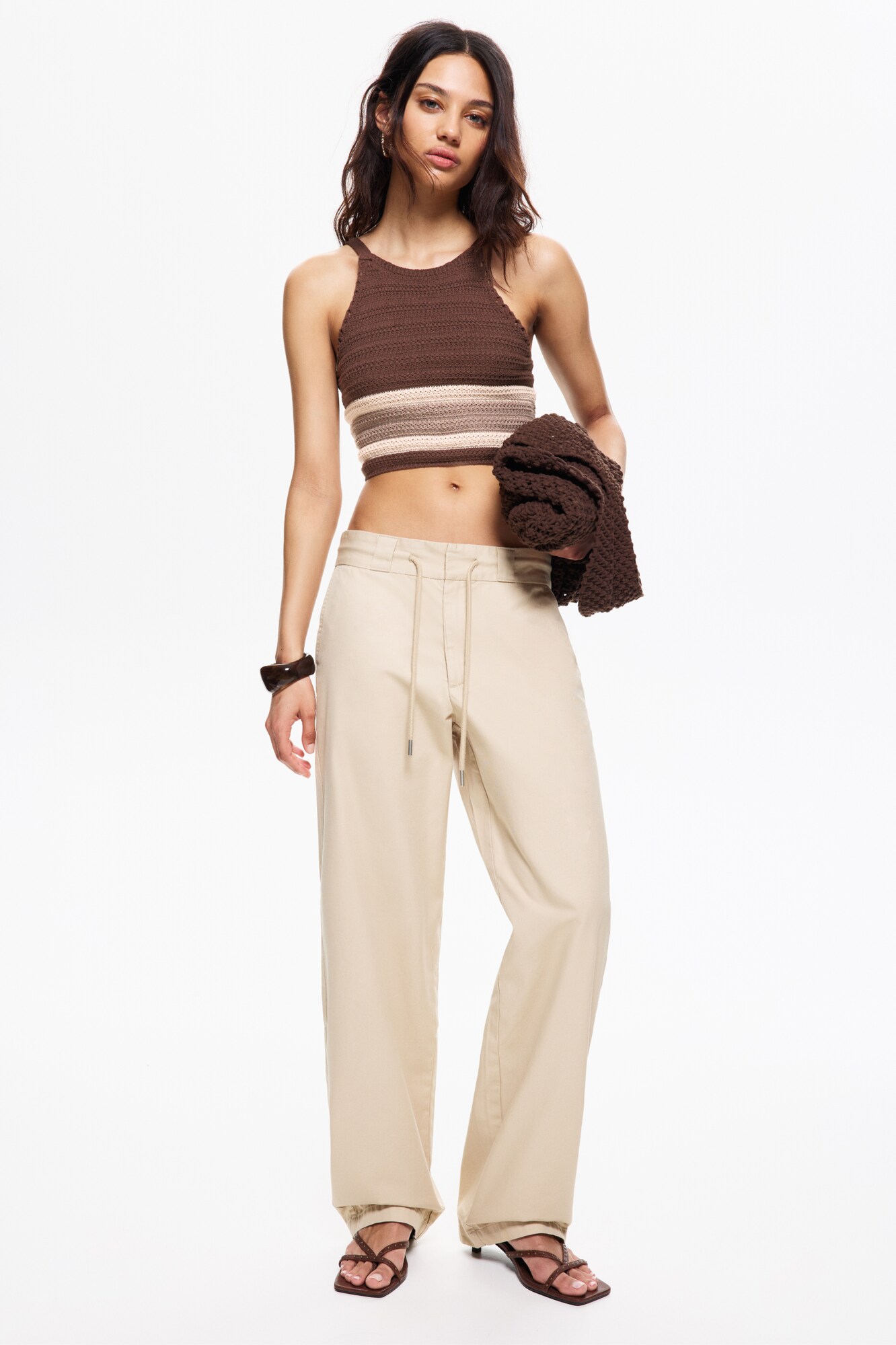Pull&Bear Chino nohavice krémová (obrázok 5)