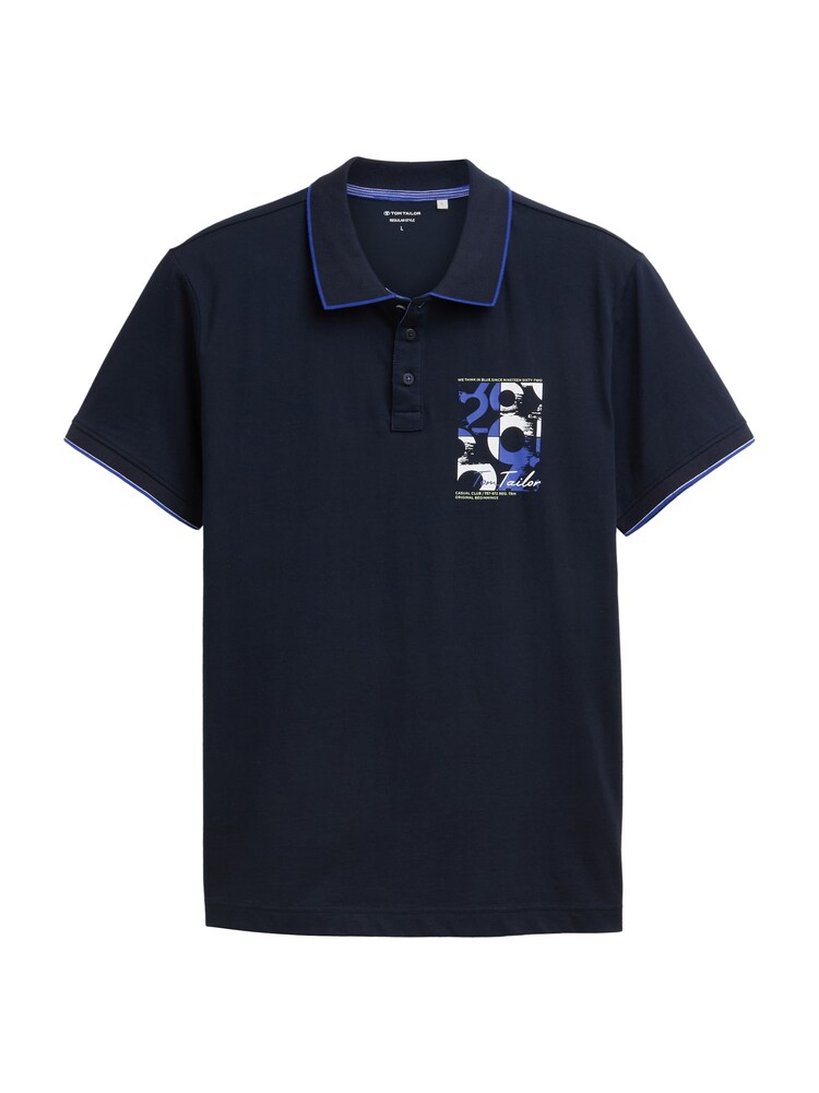 TOM TAILOR Poloshirt Herren Größe L indigo / dunkelblau / weiß