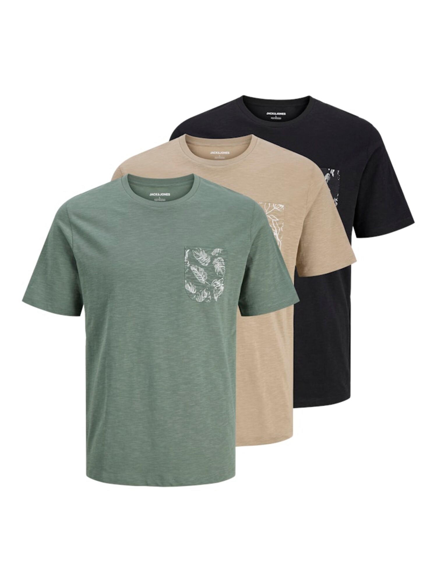 JACK & JONES Póló 'JJRox'  bézs / zöld / fekete akciós termékkép 1