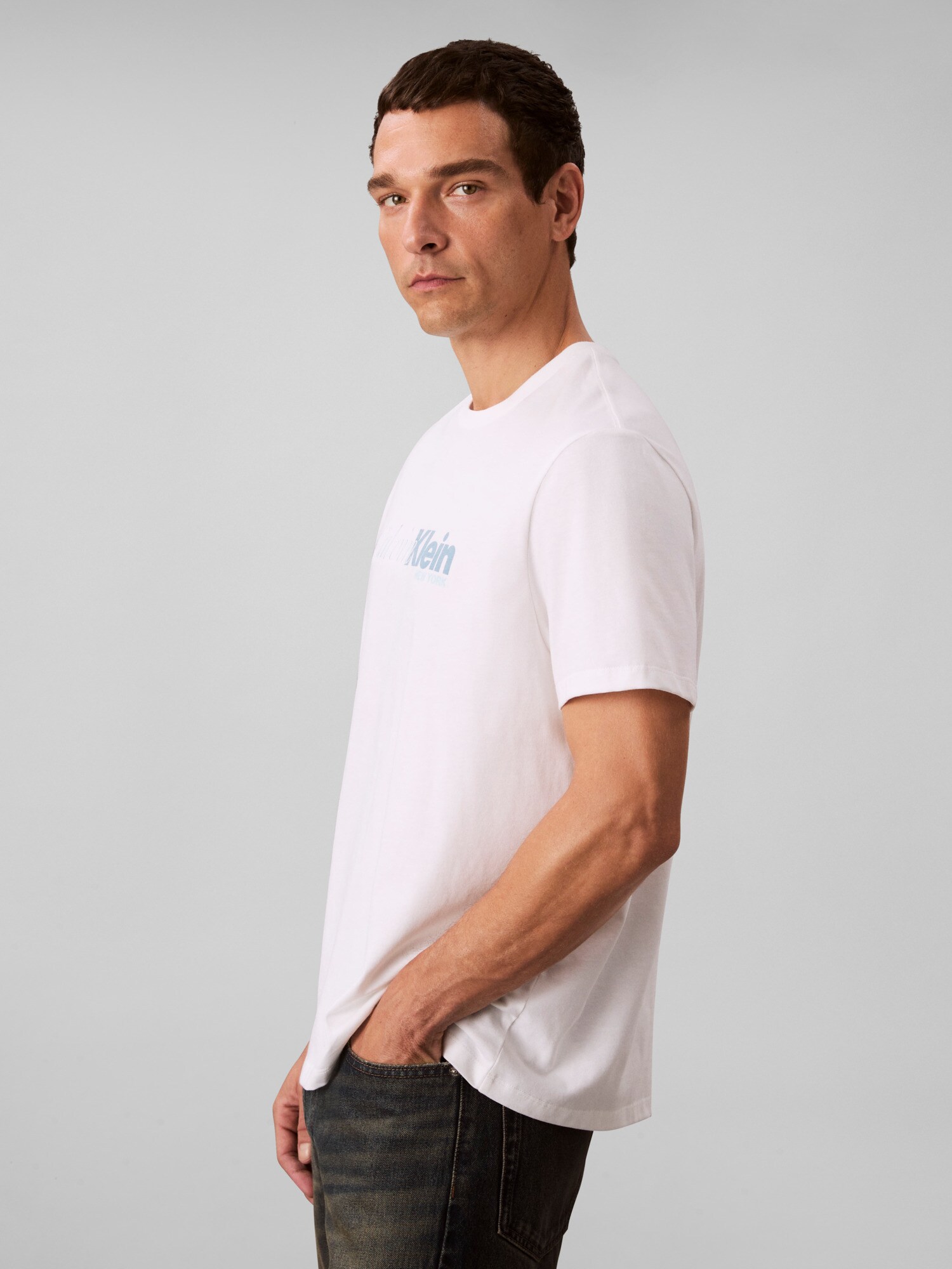 Calvin Klein Tričko modrosivá / biela / šedobiela (obrázok 3)