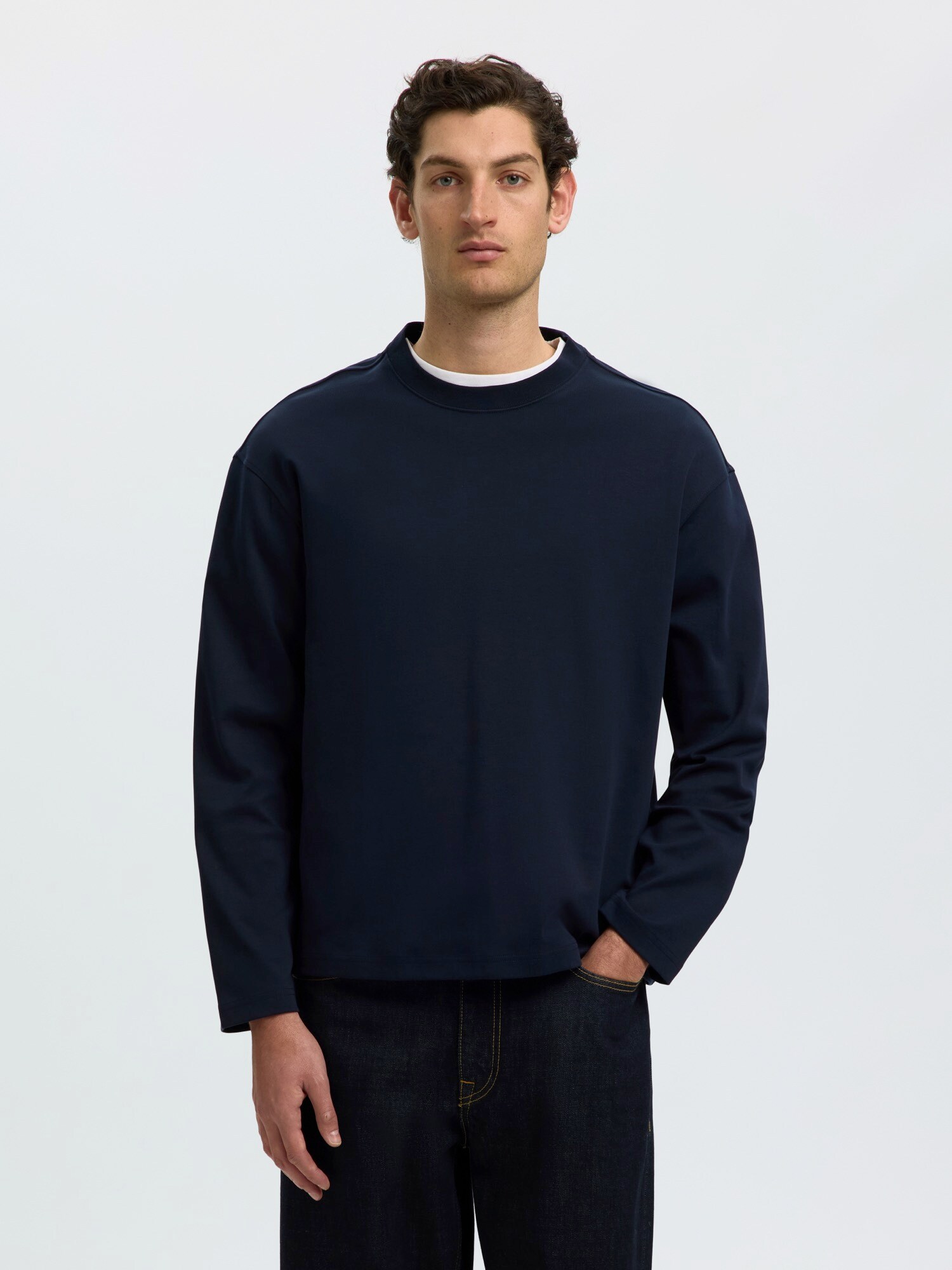 SELECTED Tricou SLMTaj albastru marin