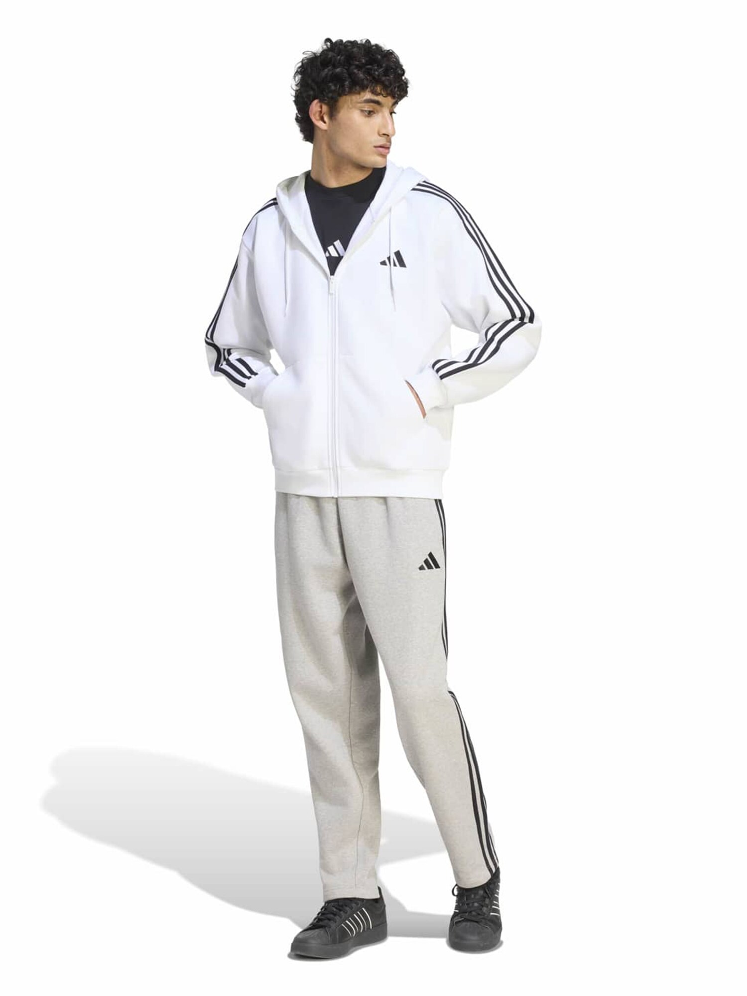 ADIDAS SPORTSWEAR Sudadera con cremallera deportiva  negro / blanco – imagen 8