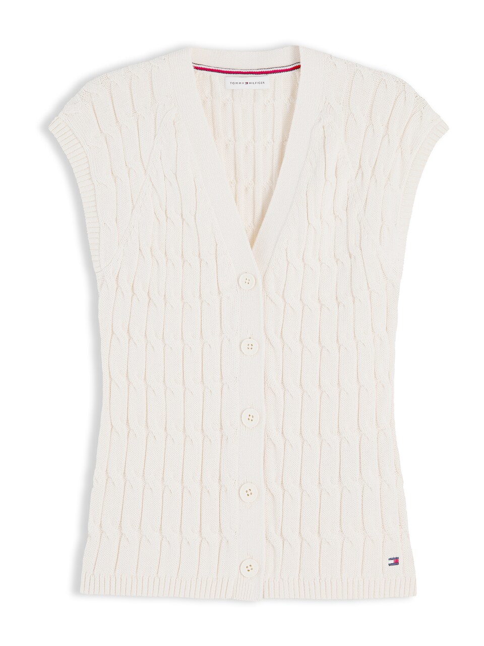 Stickad väst 'Cable Slim Sleeve'