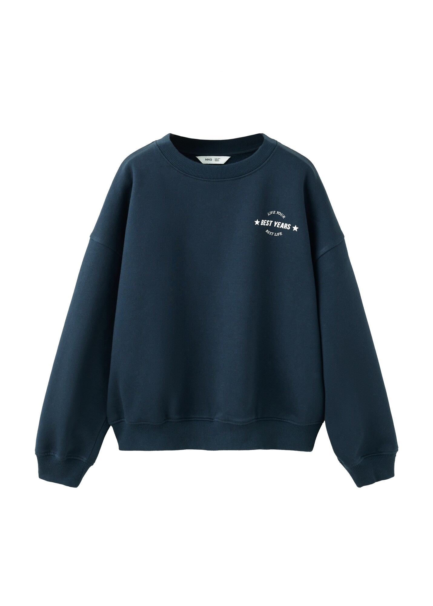 MANGO KIDS Bluză de molton YEARS albastru închis / alb