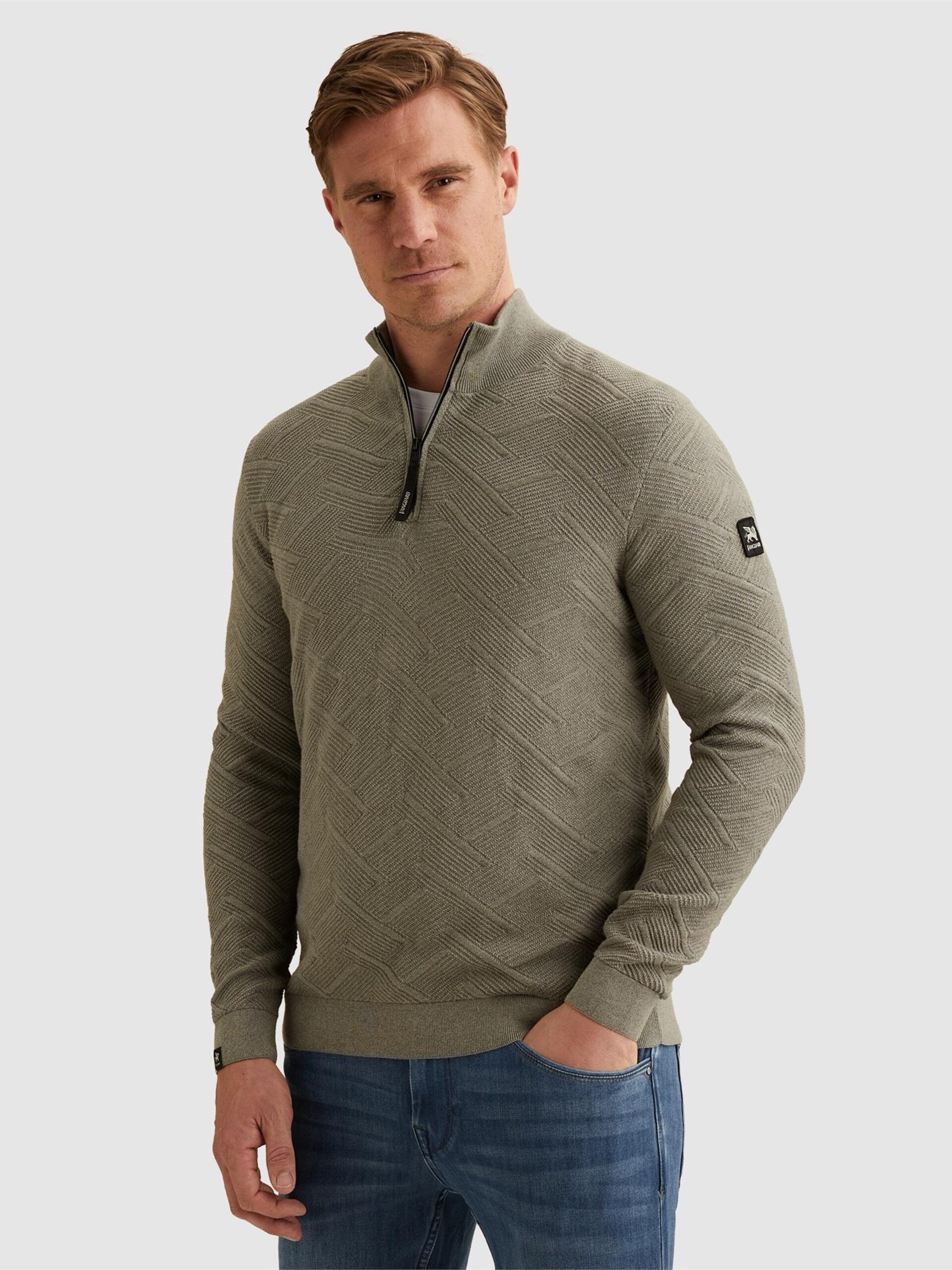 Vanguard Tröja Half Zip Mouline Forest Fog Grå Grön Storlek herr – bild 2