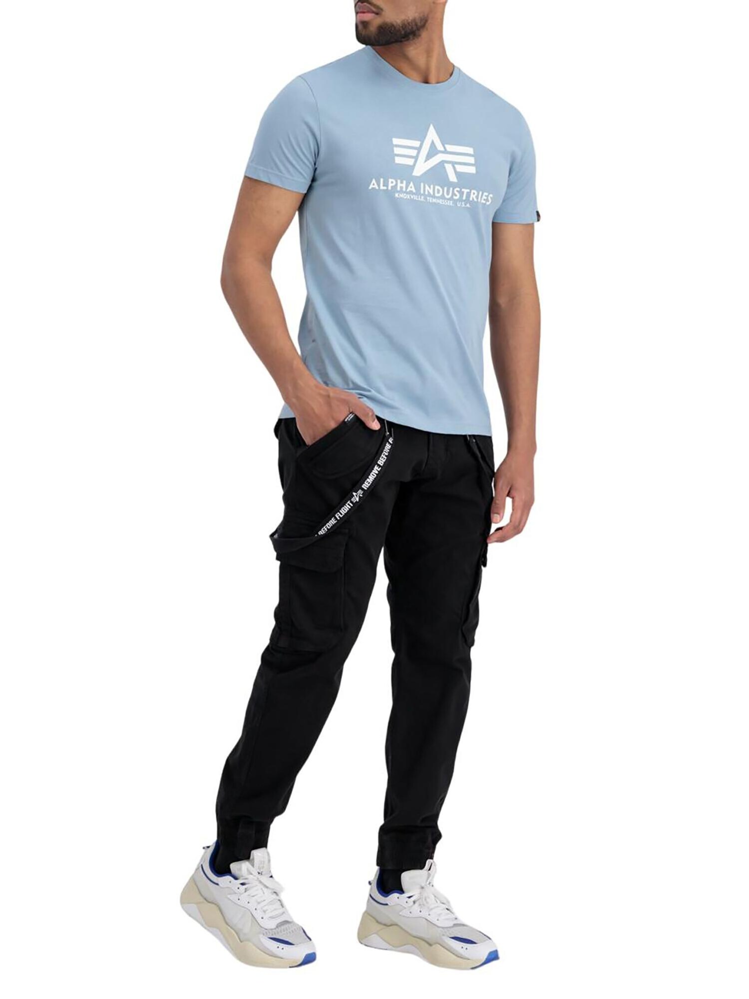 ALPHA INDUSTRIES Camiseta 'Basic Logo'  azul cielo