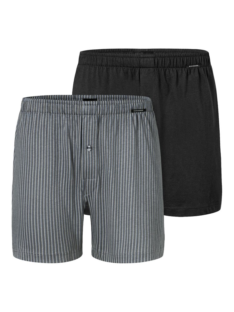 SCHIESSER Boxershorts 'Basic' Herren Größe S grau / schwarz