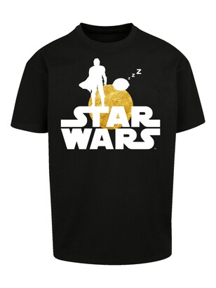 F4NT4STIC Shirt ‘Star Wars The Mandalorian ZZZ’ Geel / Zwart / Wit