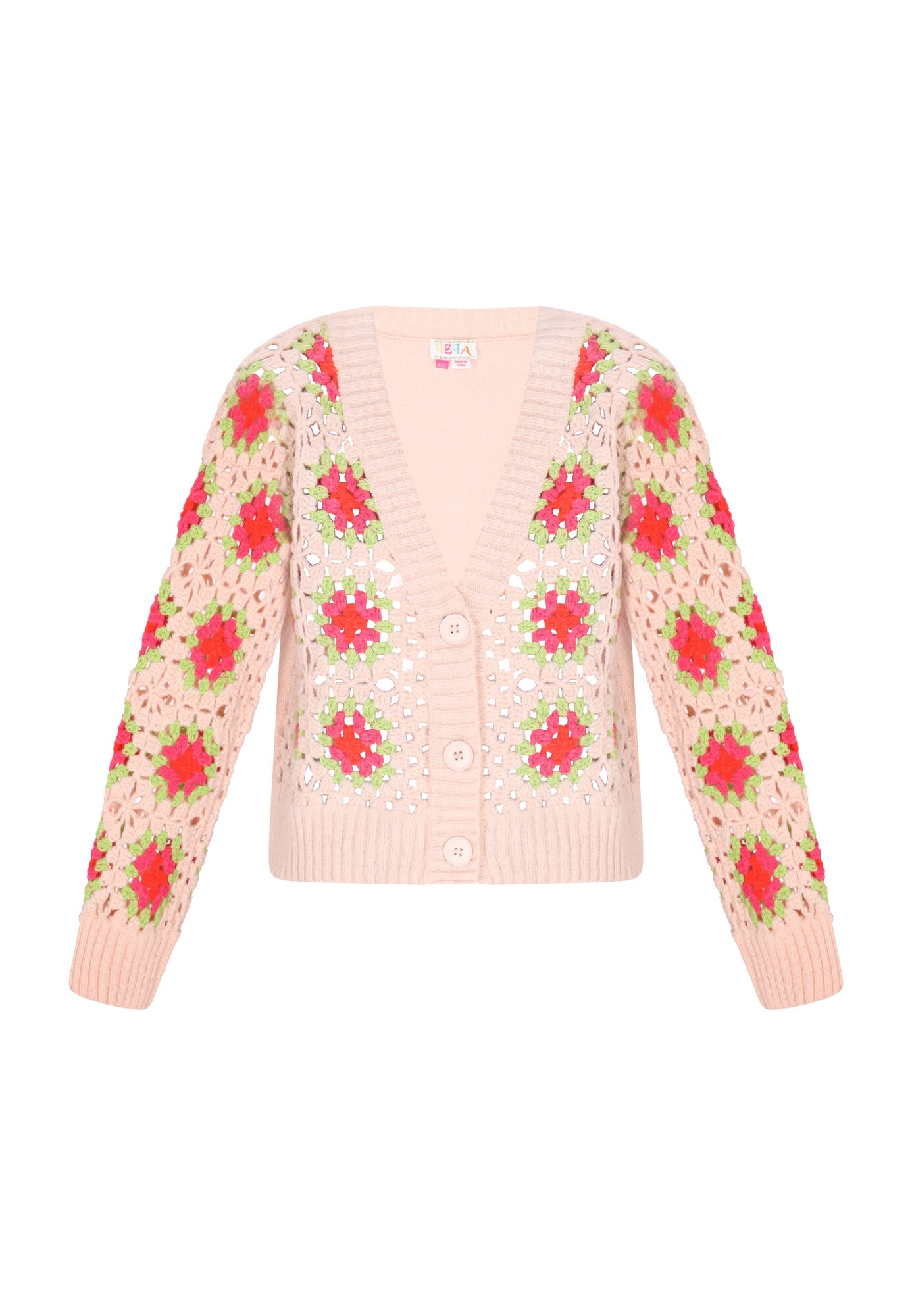 IZIA Geacă tricotată  crem / culoarea pielii / verde deschis / roșu