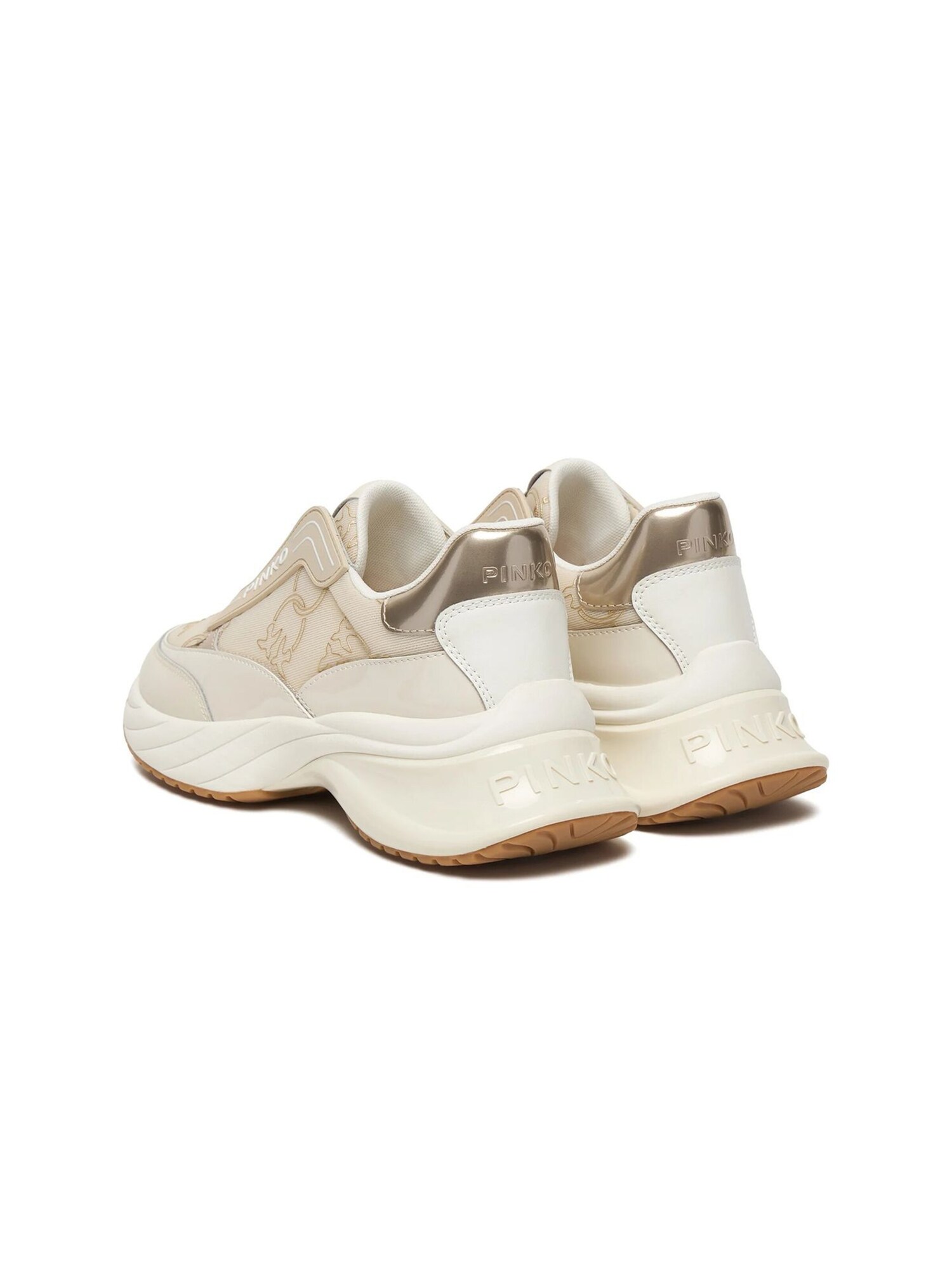 PINKO Zapatillas deportivas bajas 'Ariel 19 - Sneaker Calf Leather/Patent/Monogram Net' beige – imagen 3