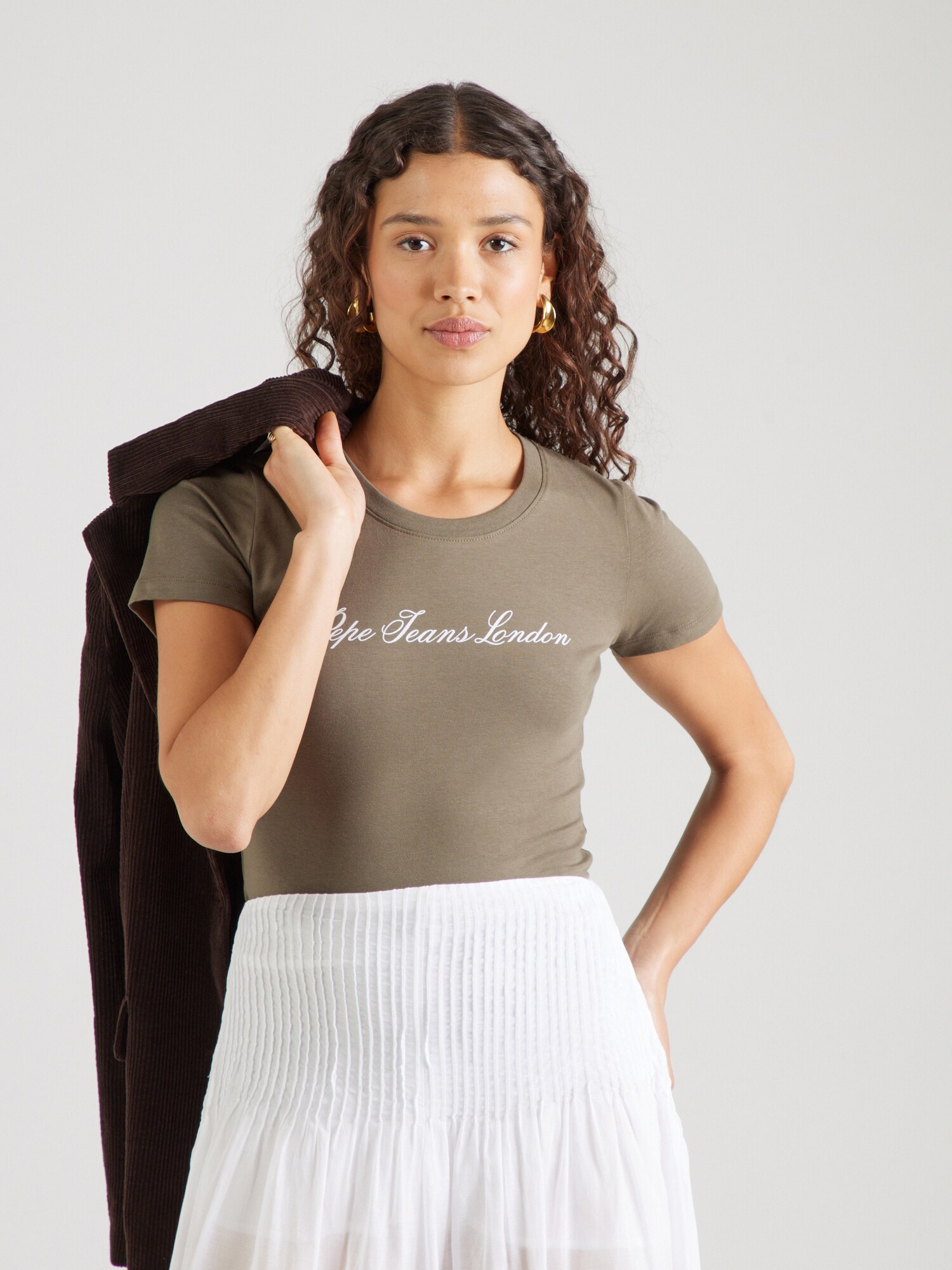Pepe Jeans Tričko 'SENA' olivová / biela (obrázok 3)