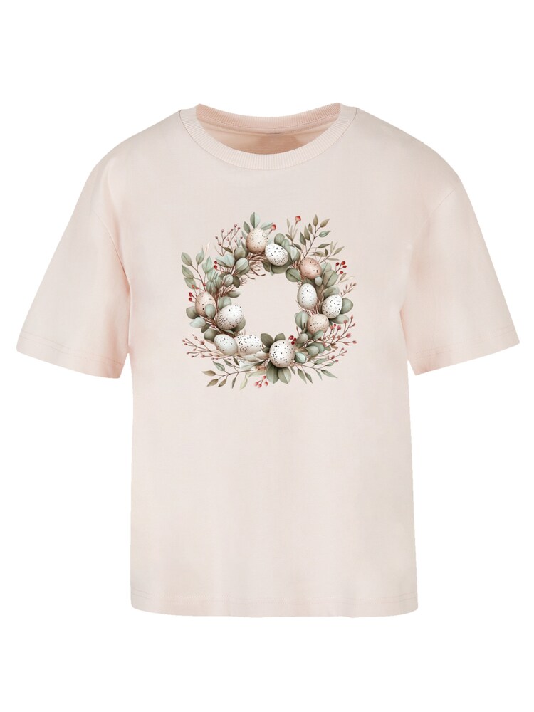 F4NT4STIC T-Shirt 'Osterkranz Eierkranz Bluring' Damen Größe L mischfarben / pastellpink
